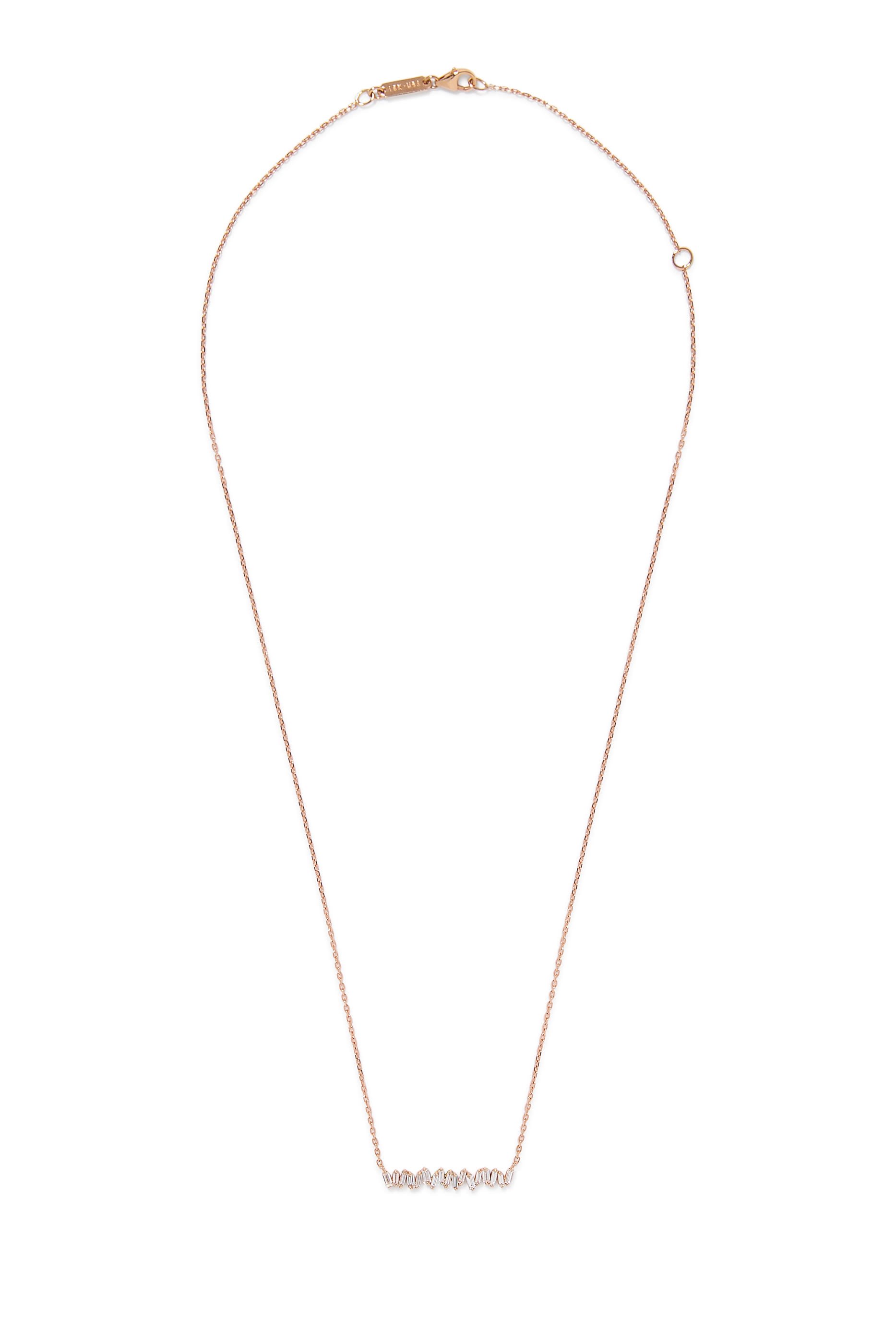 Classic Bar Pendant Necklace, 18k Rose Gold & Diamonds