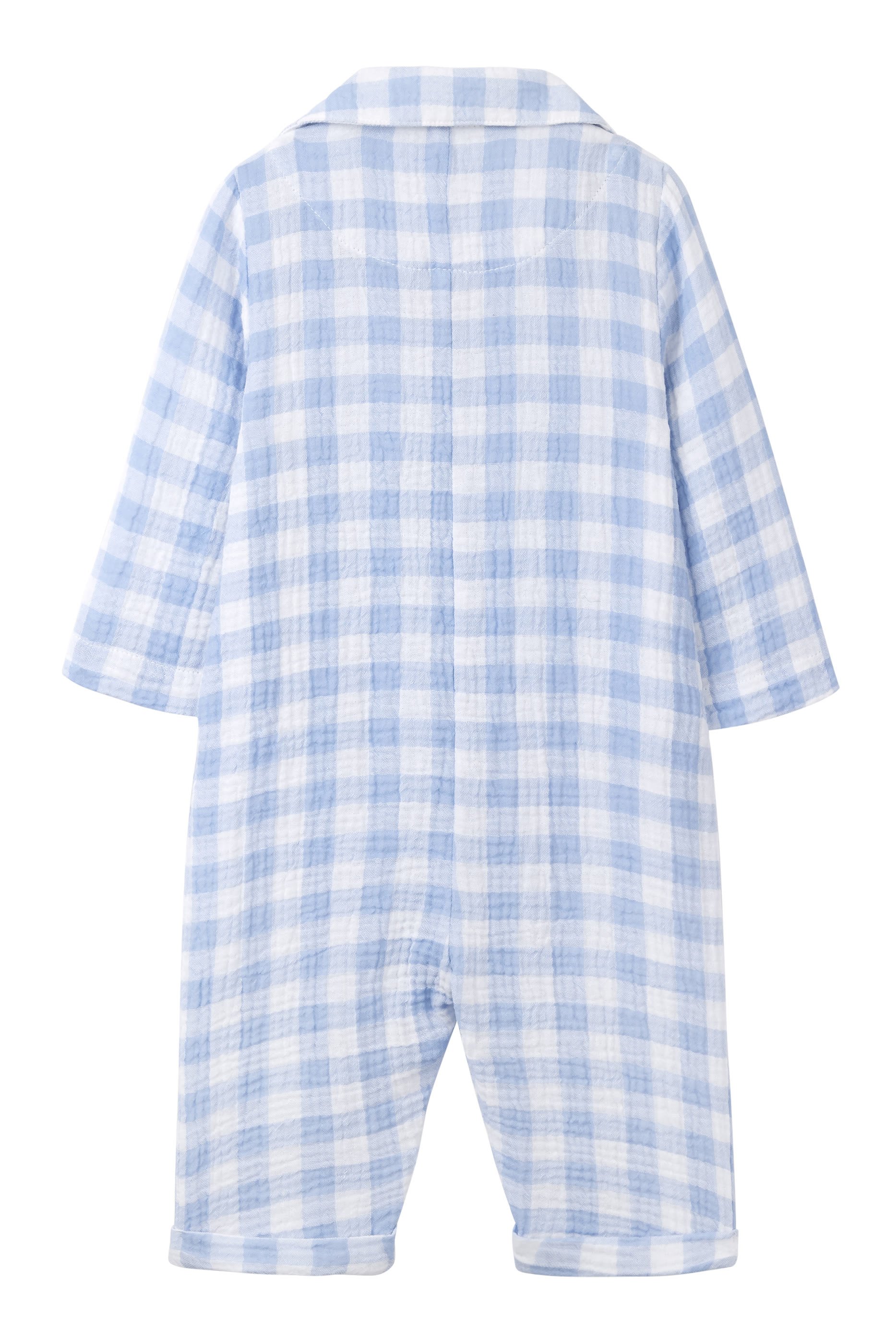 Kids Organic Cotton Crinkle Gingham Sleepsuit