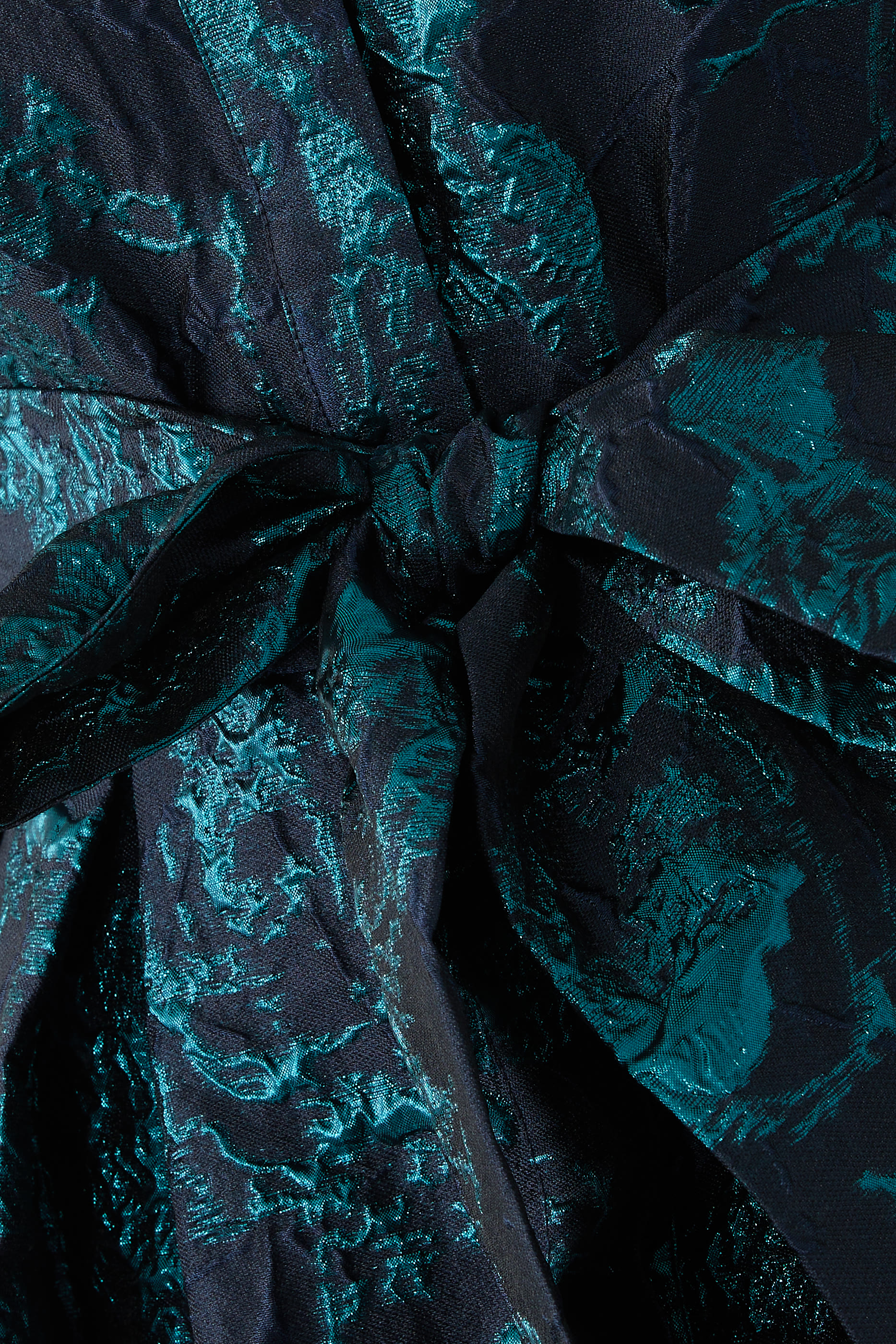 Metallic Jacquard Abstract Print Shirtdress