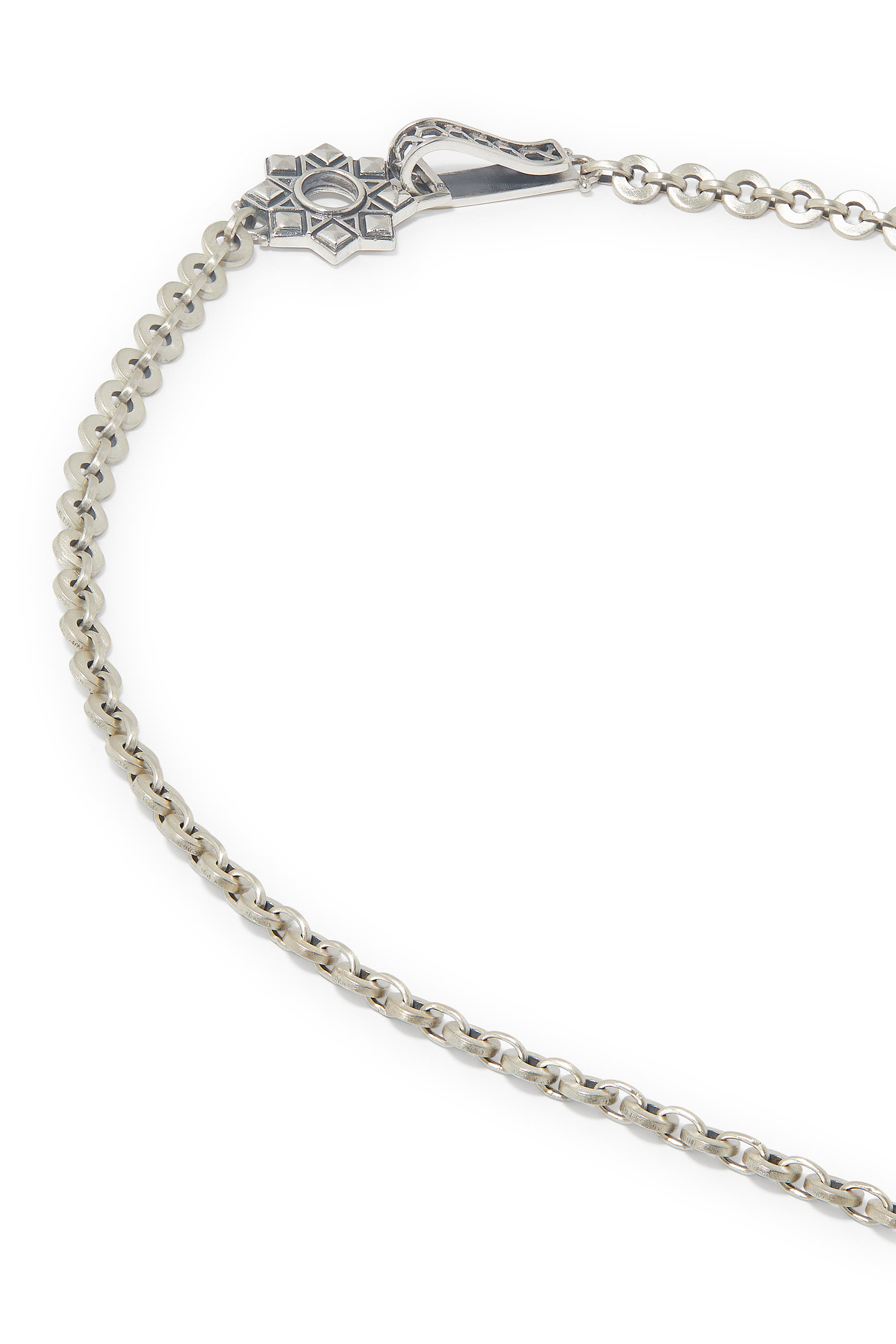 Nur Black Onyx and Garnet Be Kind Calligraphy Necklace, 18k Yellow Gold, Sterling Silver & Onyx, Garnet