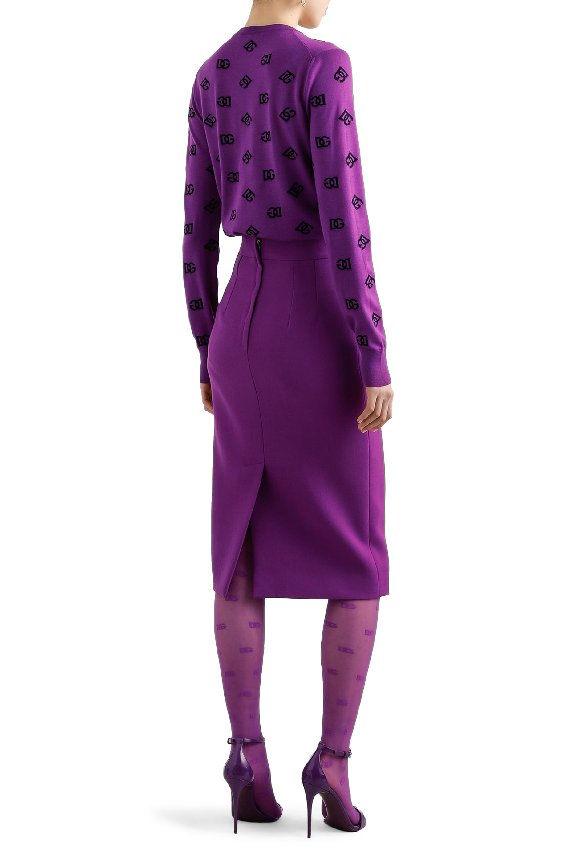 Contrasting DG Logo Wool and Silk Jacquard Sweater