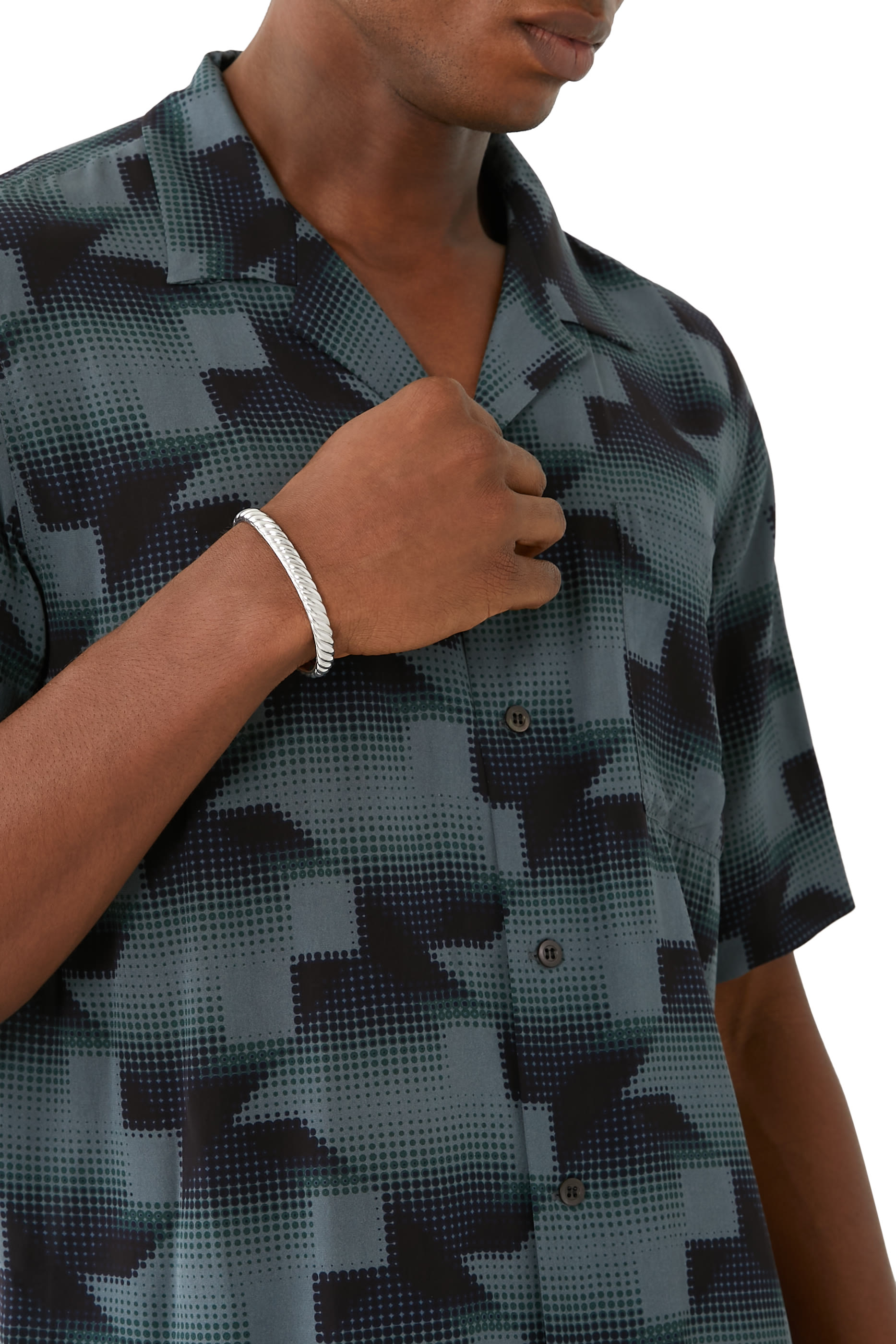 Sculpted Cable Cuff Bracelet, 18k White Gold