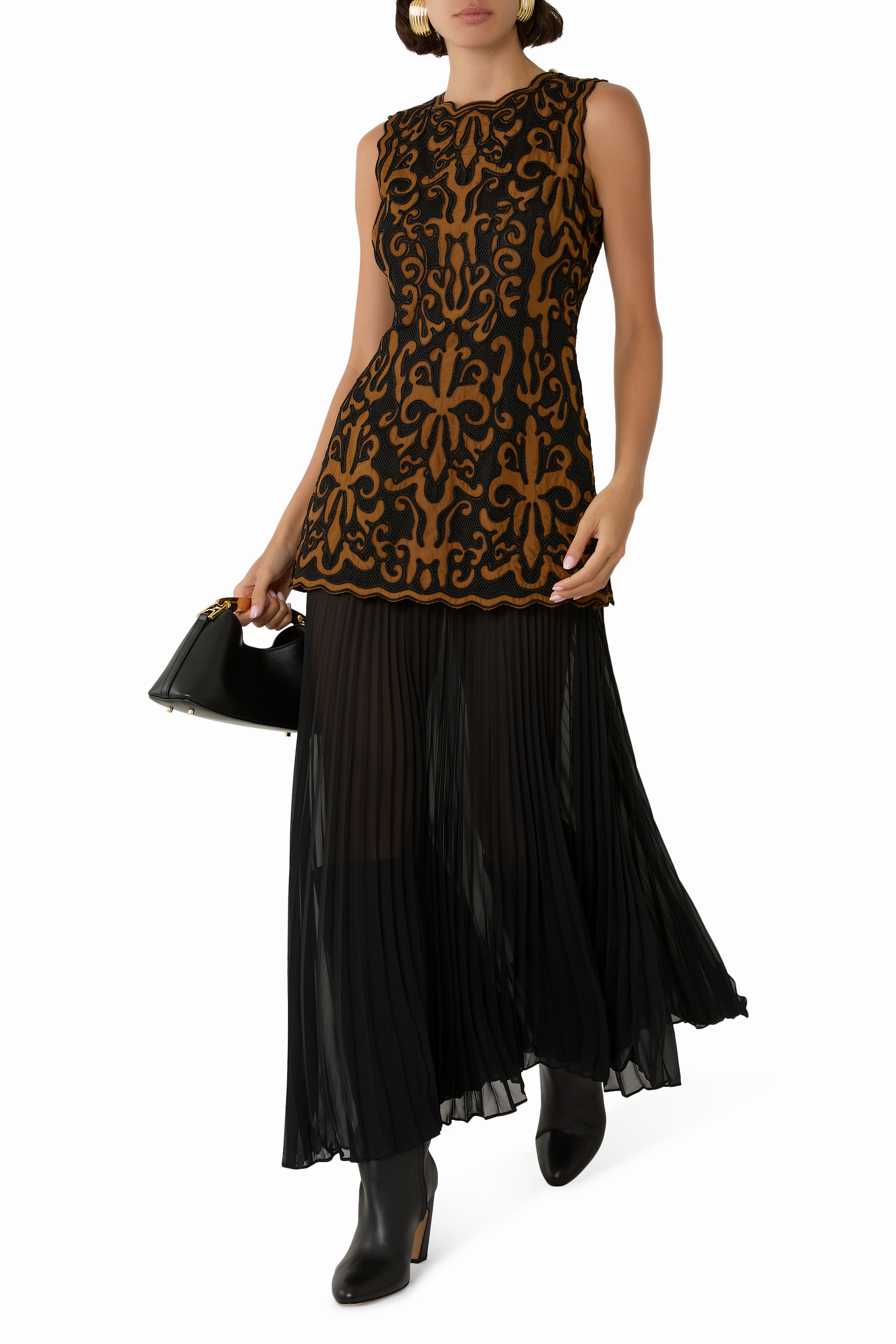 Auryn Applique Sleeveless Midi Dress