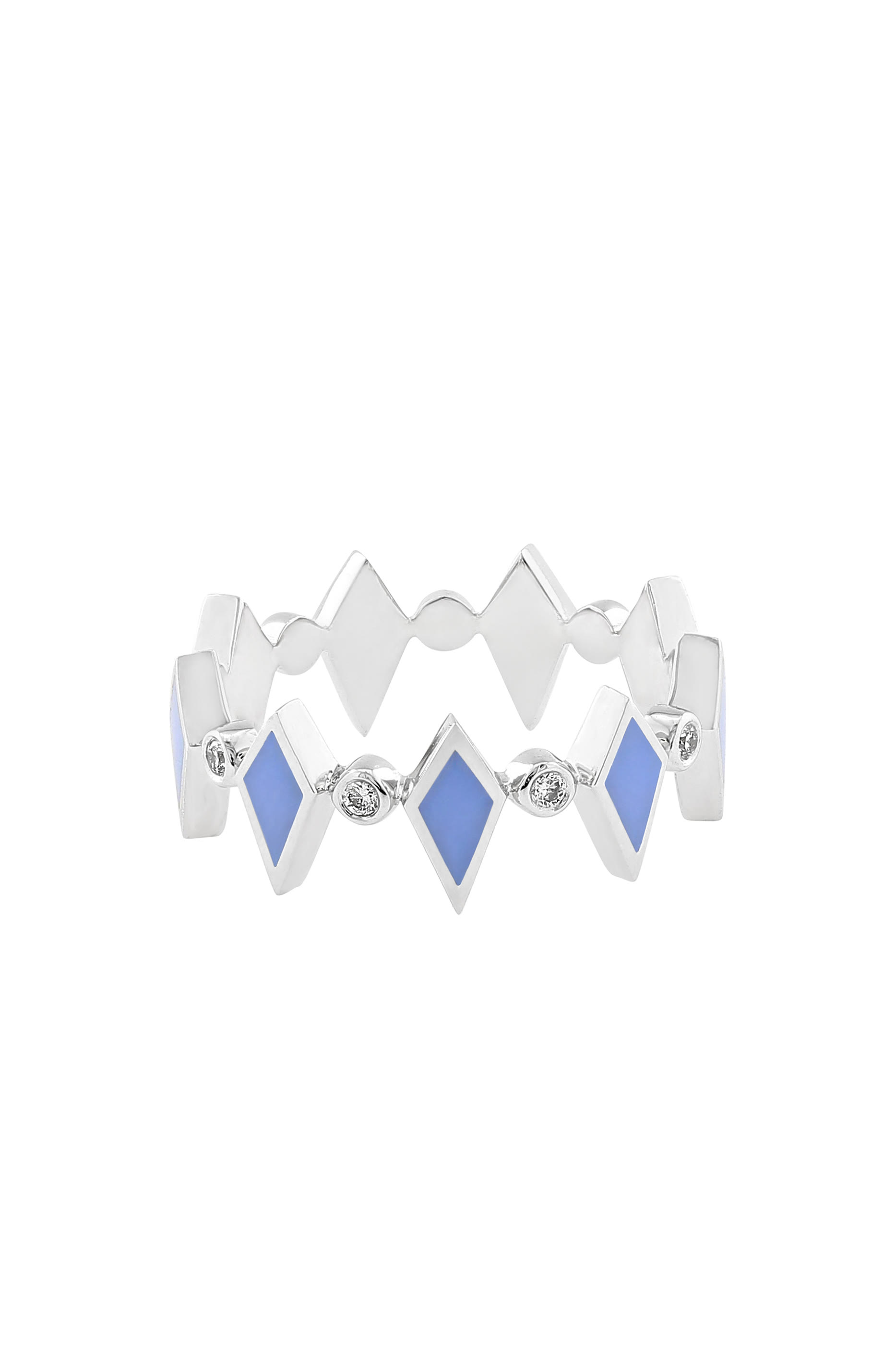 Mosaic Ring, White Gold with Diamonds & Enamel