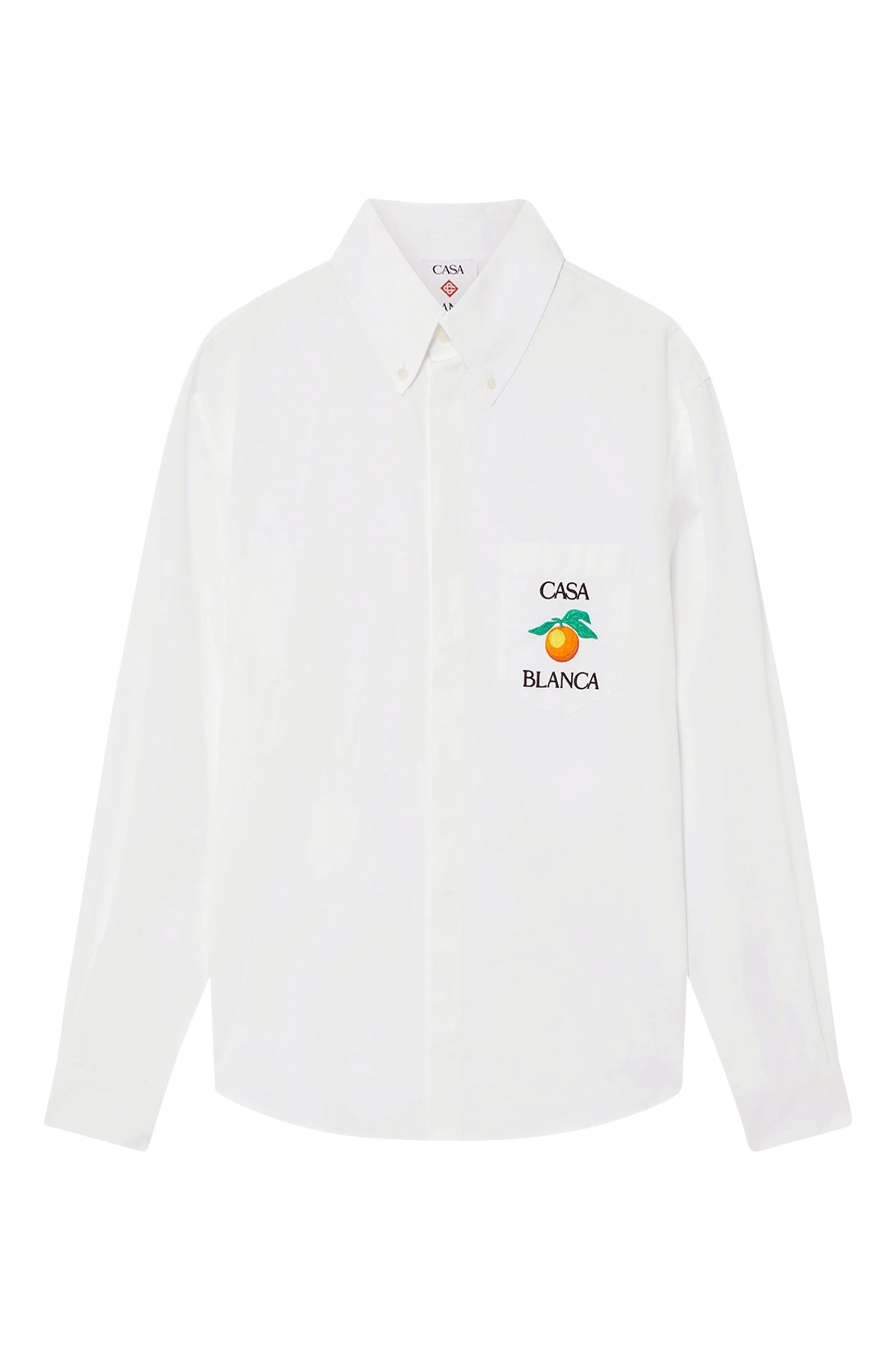   Embroidered Orange Oxford Shirt