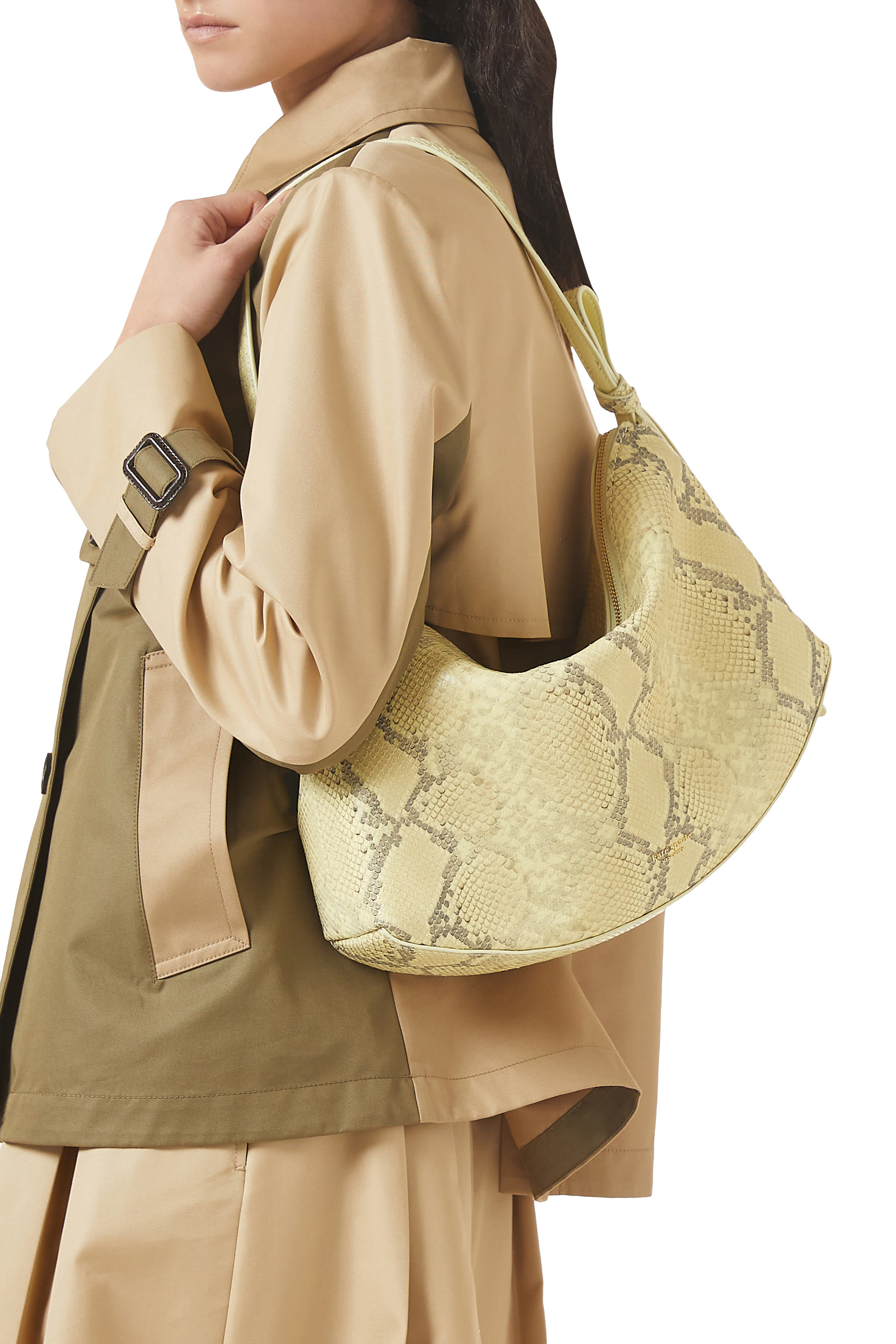 Loop Snake Embossed Shoulder Bag