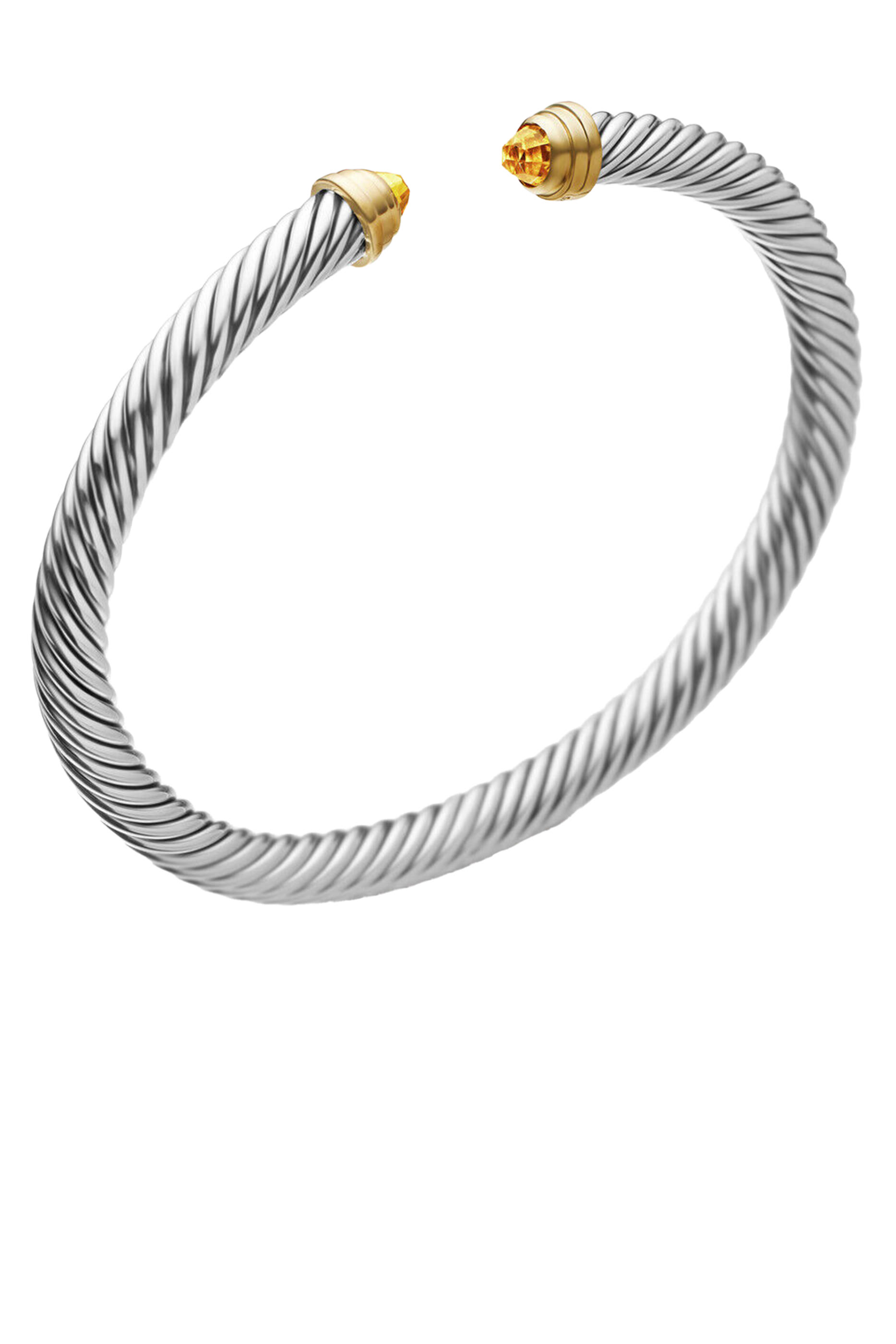 Classic Cable Bracelet, Sterling Silver, 14k Yellow Gold & Citrine