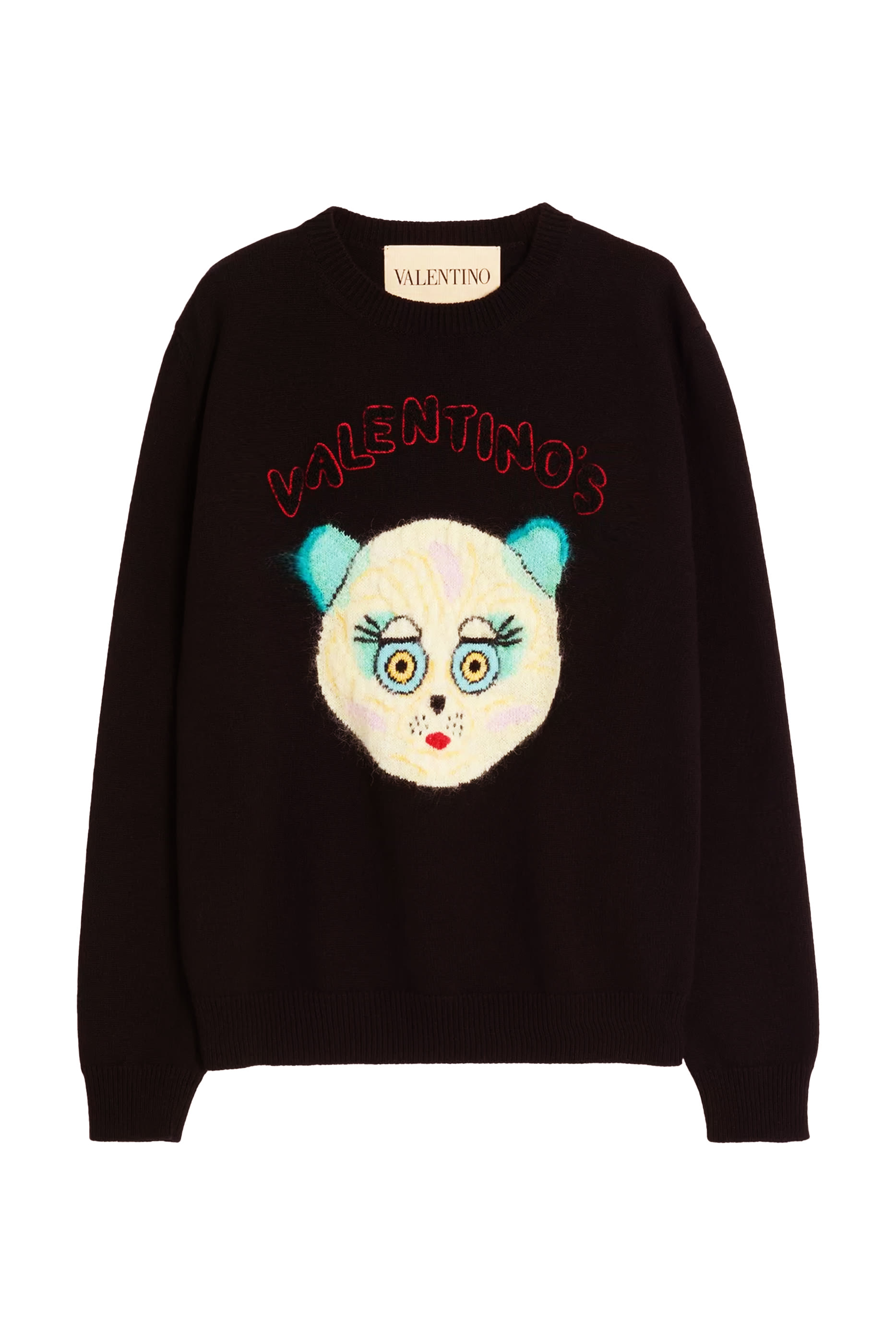 Wool and Cotton Sweater with Chat de la Maison Patch