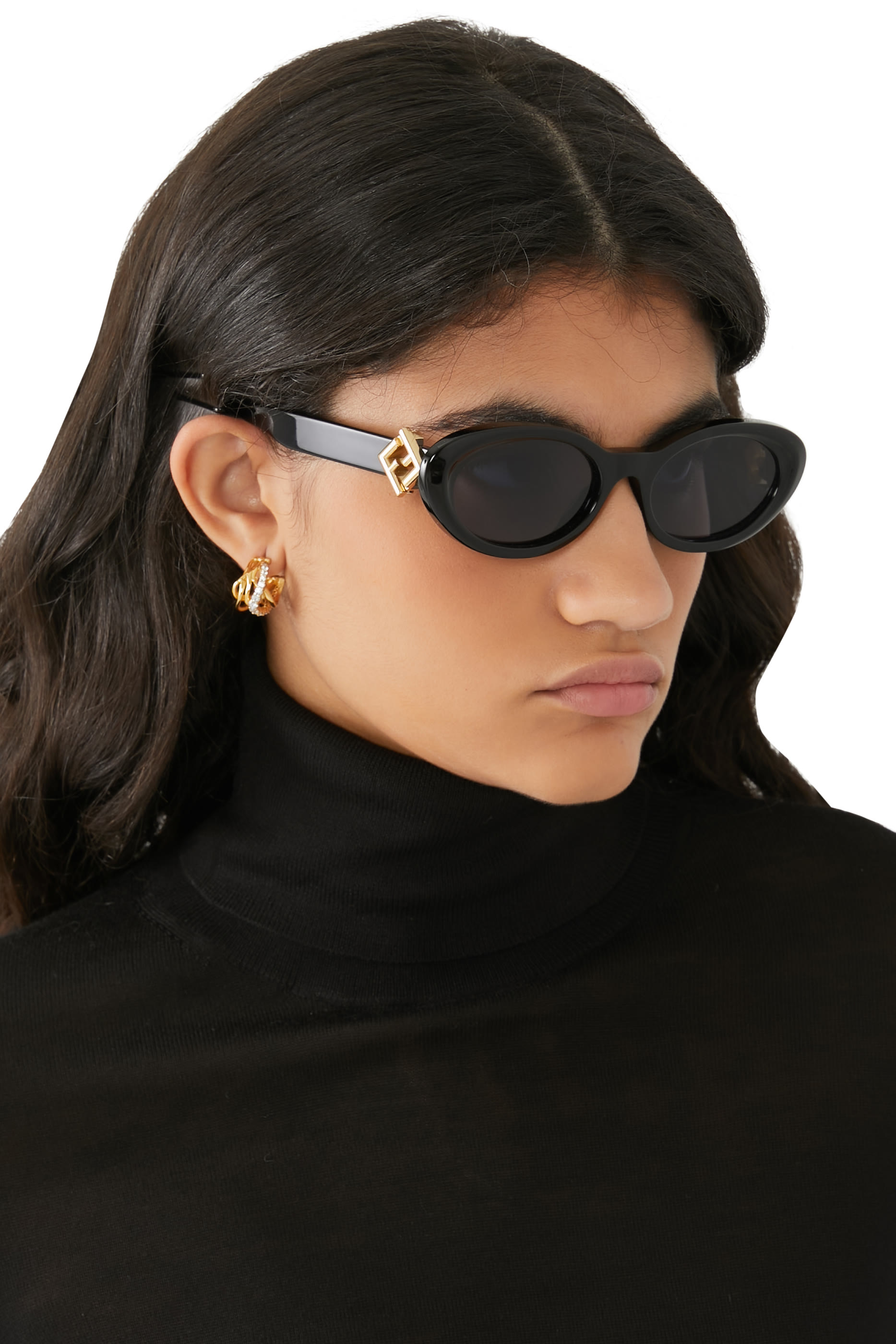 FF Diamonds Black Oval Sunglasses