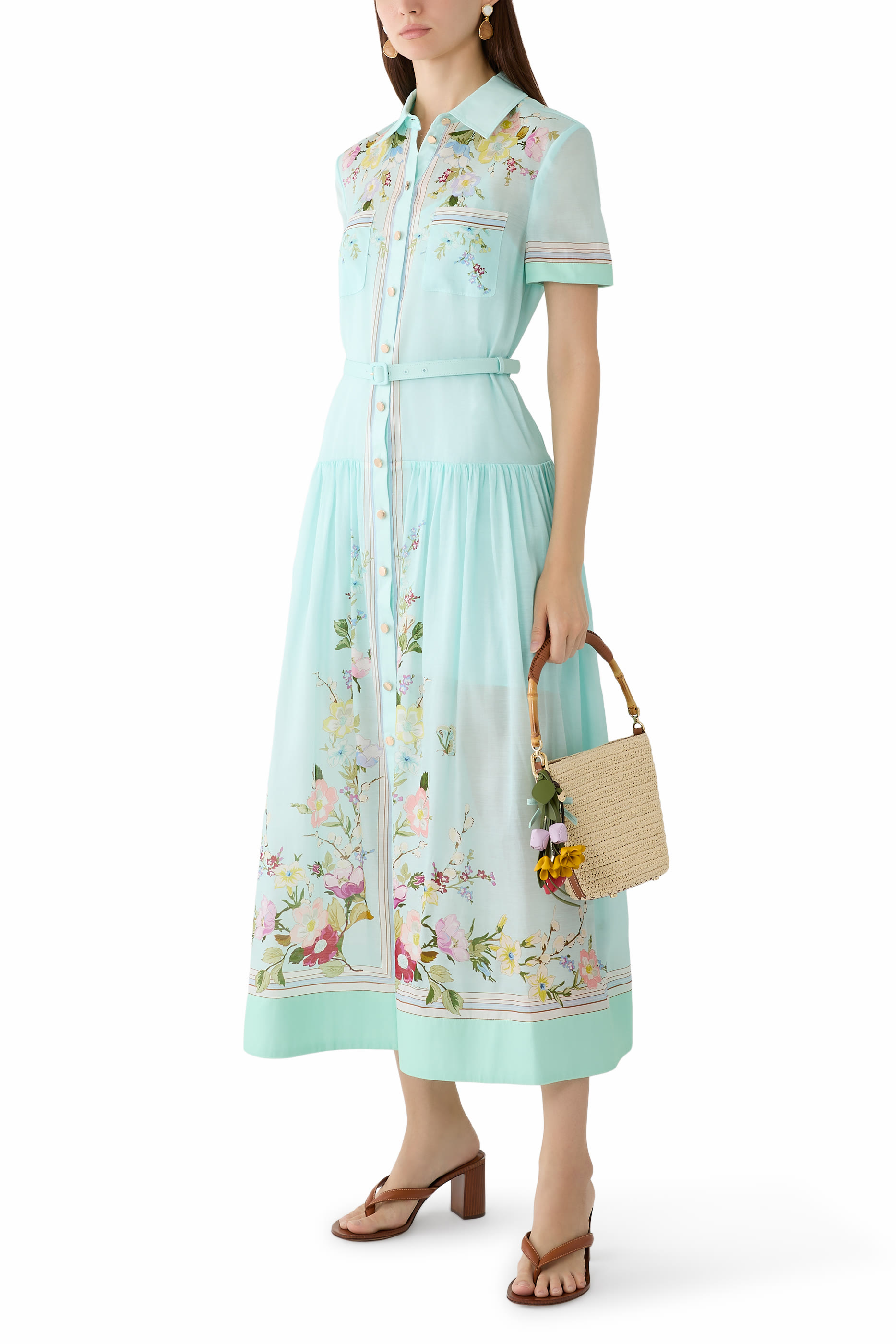  Floral Organza Midi Dress