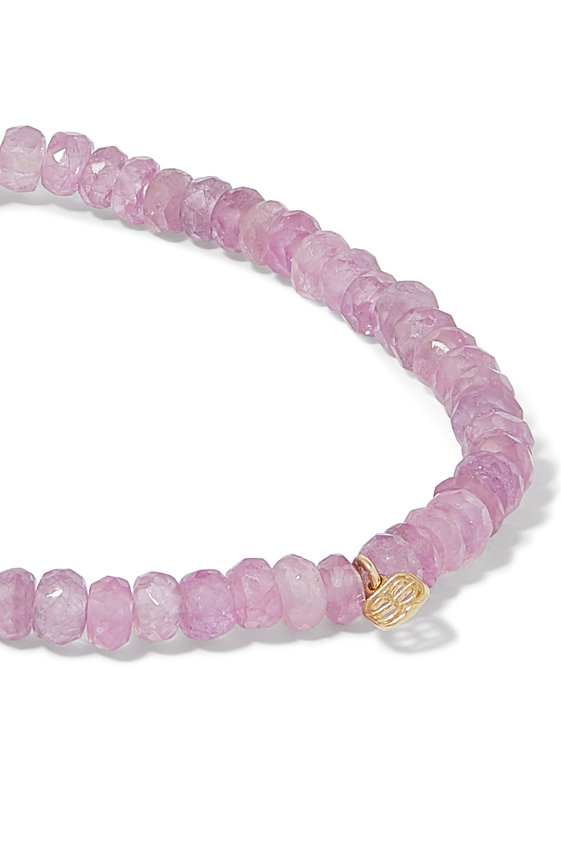 Kids Ice Cream Charm Beaded Bracelet, 14K Yellow Gold &  Light Pink Sapphire