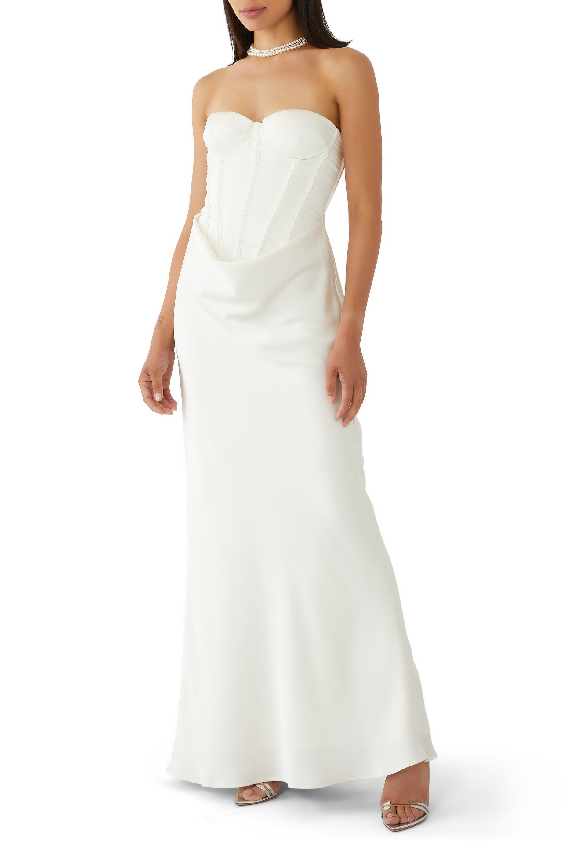 Satin Pearl Corset Dress