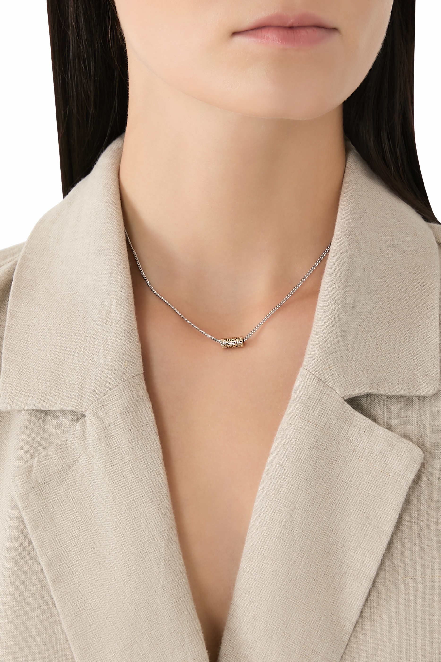 Quilted Signature Bead Pendant Necklace