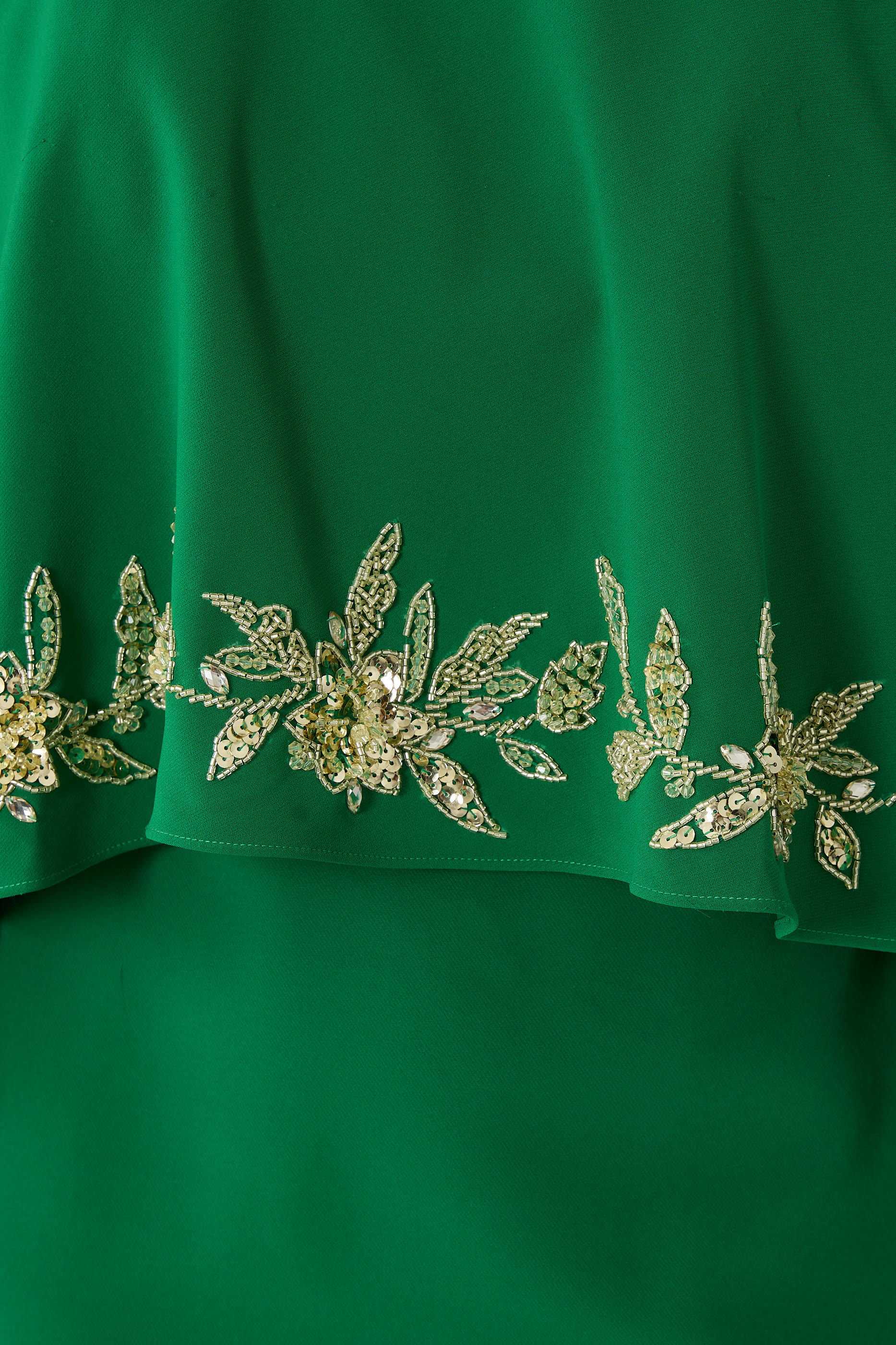 Embellished Sleeve Gown in Crepe