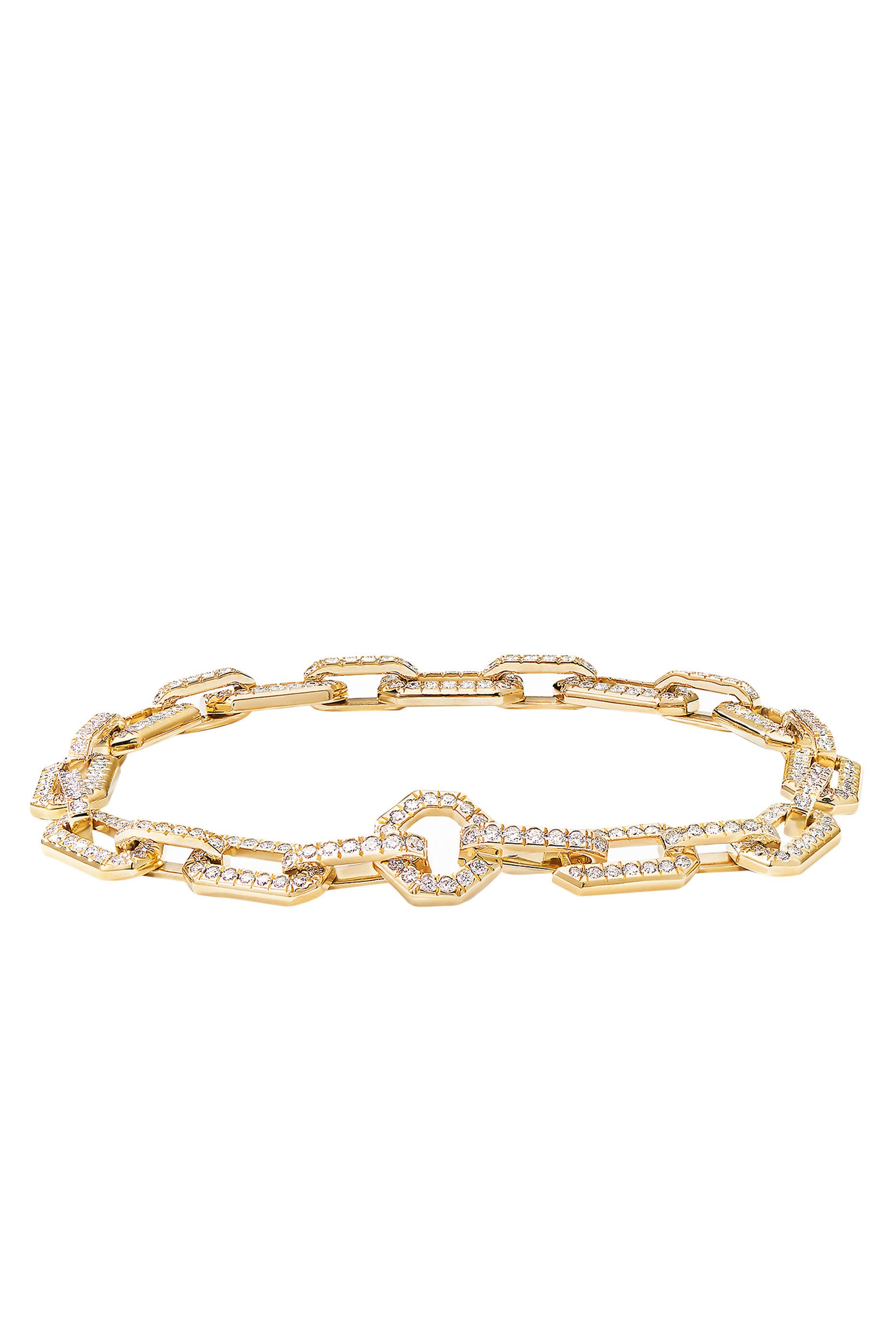 Pav&eacute; Chain Bracelet, 18k Yellow Gold & Diamond