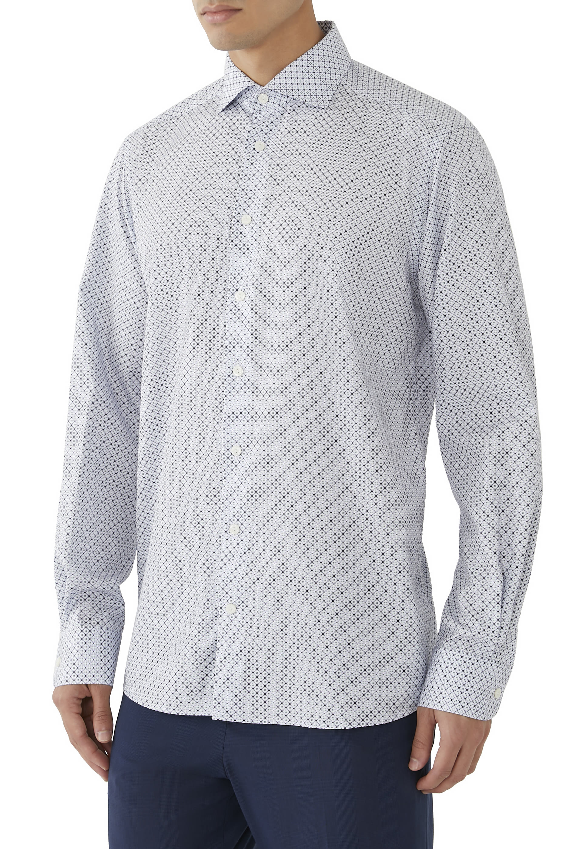 Contemporary Fit Micro Print Poplin Shirt