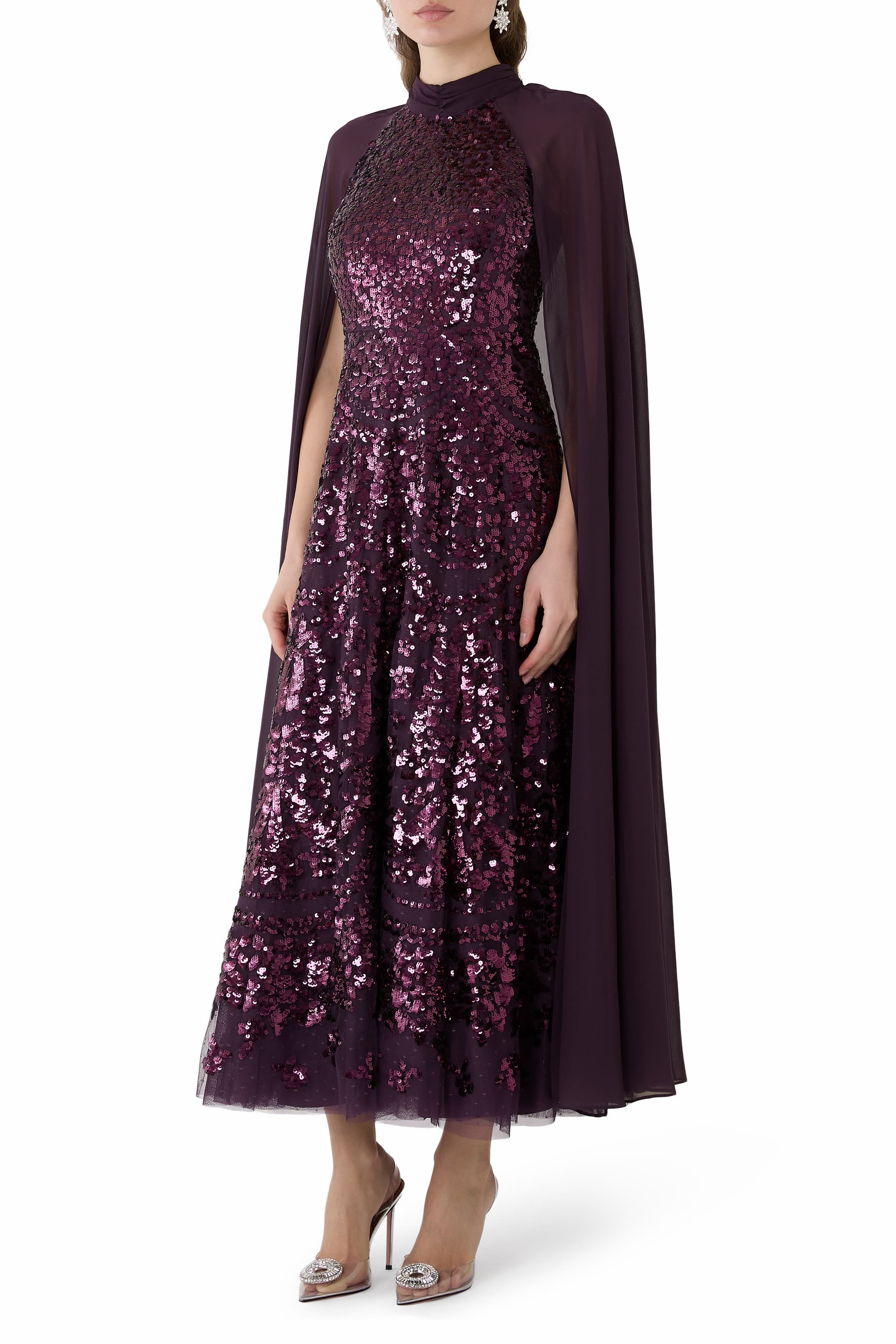 Chandelier Cape Ankle Gown