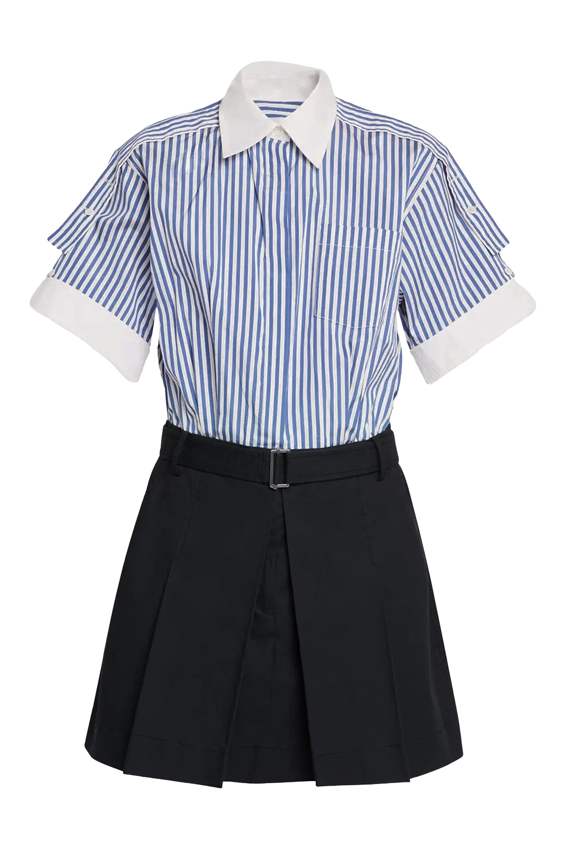 Shirt Combo Dress with Pleated Skirt
