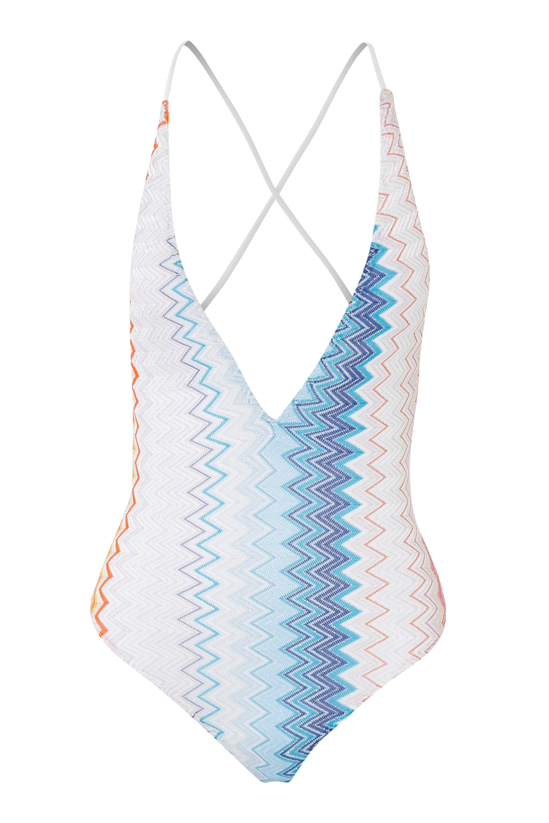 Mare Chevron Raschel Lurex Plunge One Piece Swimsuit