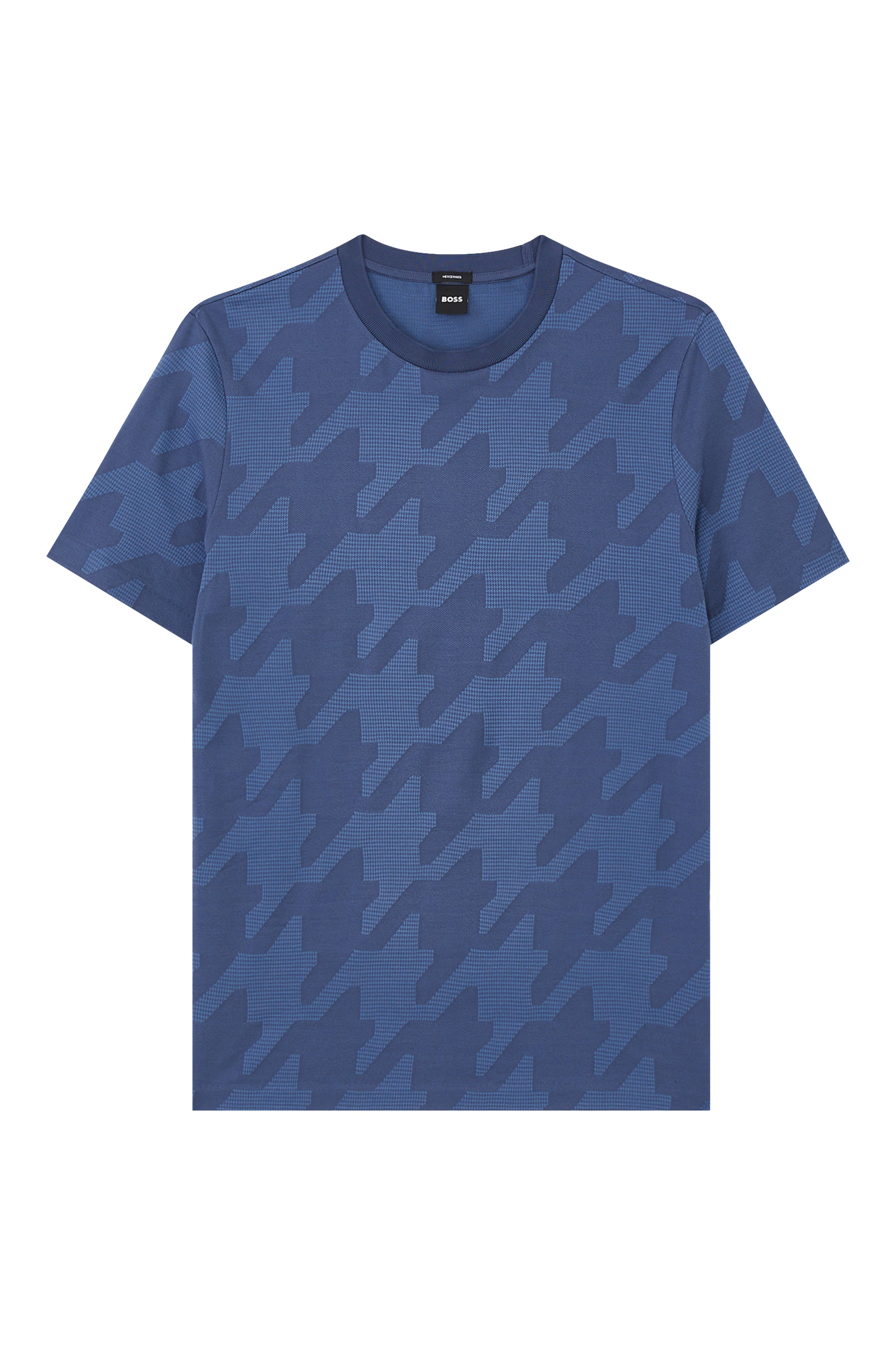 C-Thompson Shirt Mercerized-Cotton T-Shirt with Houndstooth Jacquard