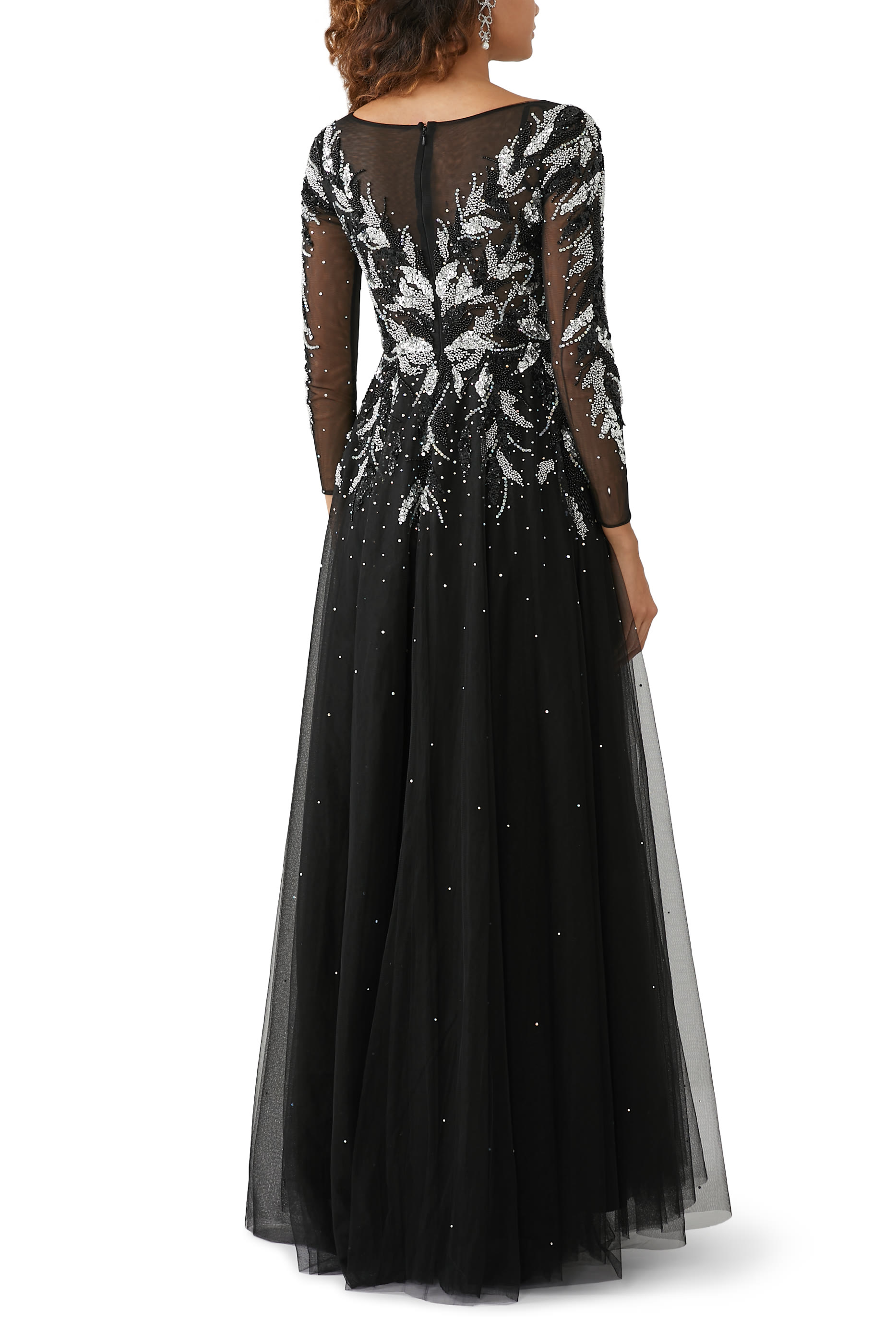 Long Sleeve Tulle Gown