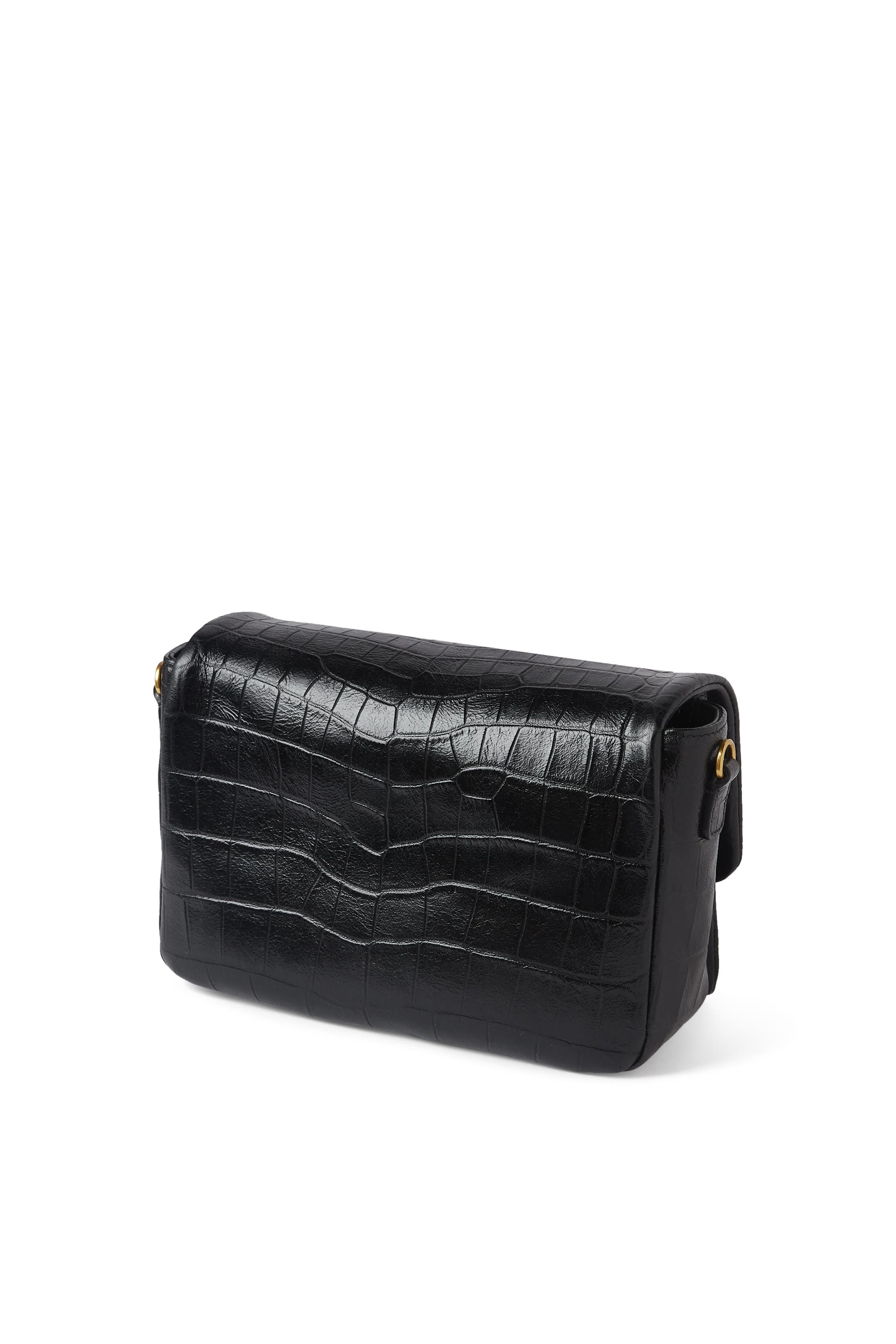  Eagle Logo Crossbody Bag in Croc-Embossed Leather 