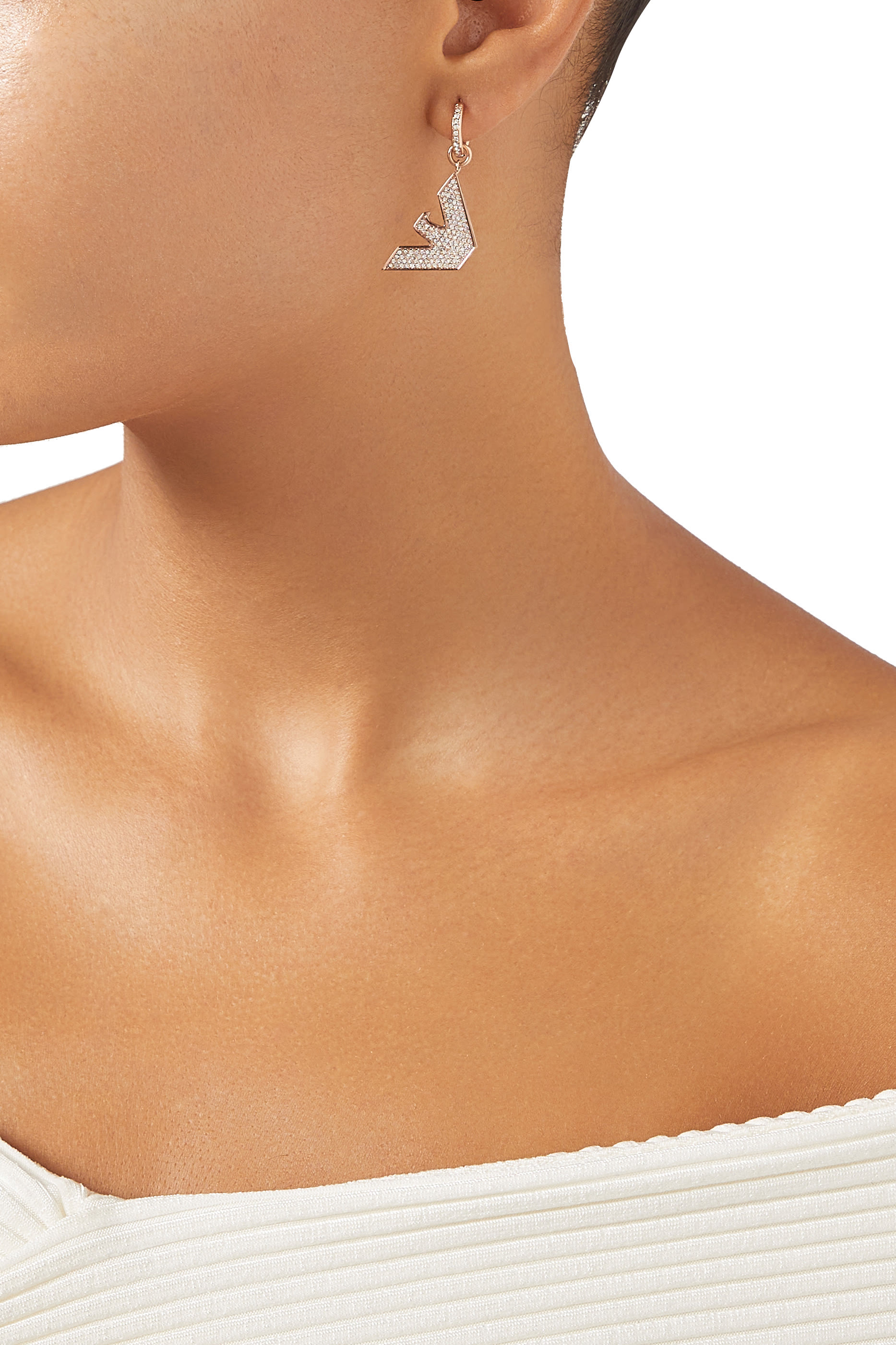 Eagle Logo Earrings, Stainless Steel & Crystals