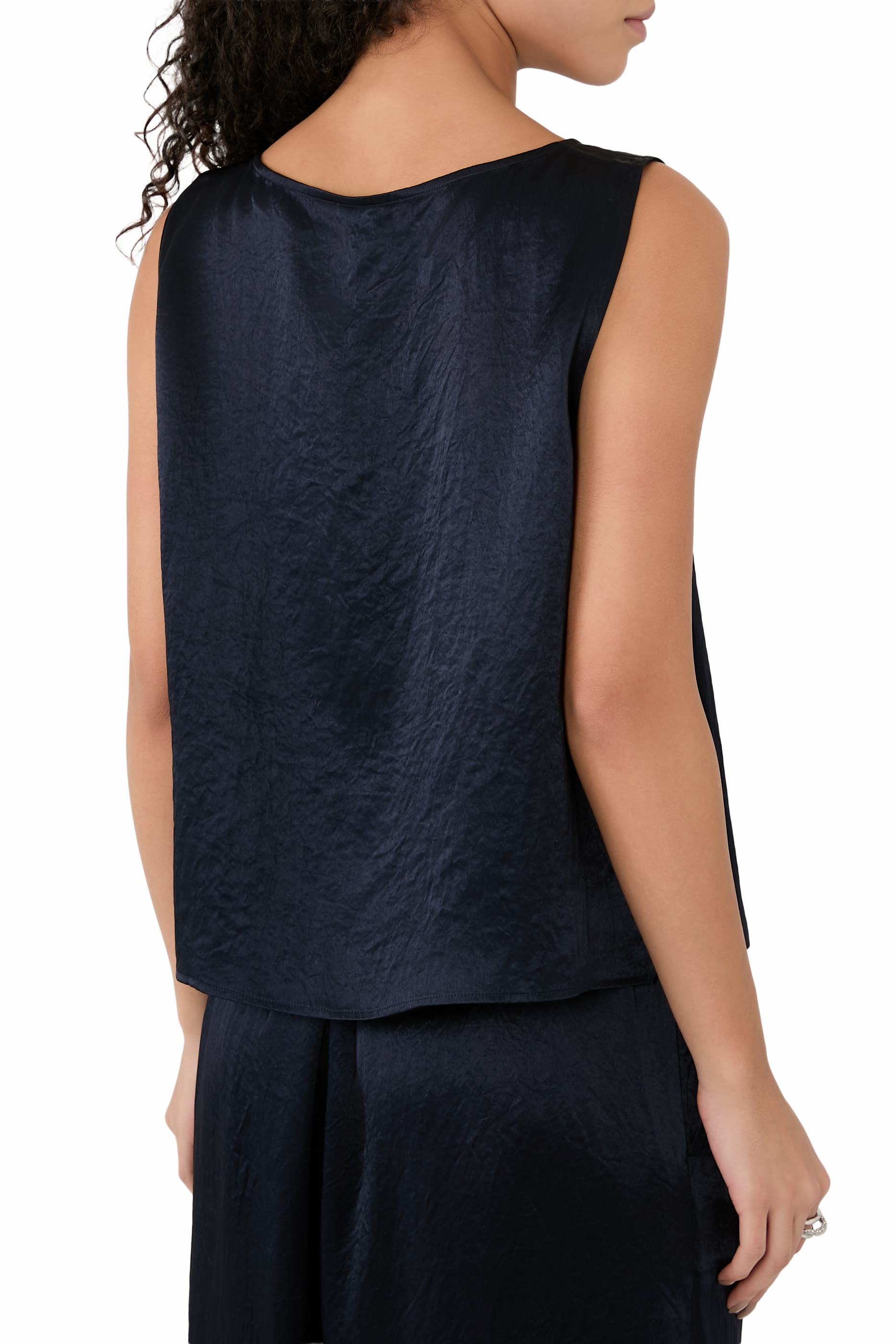 Textured Satin Ballet Neck Tank
