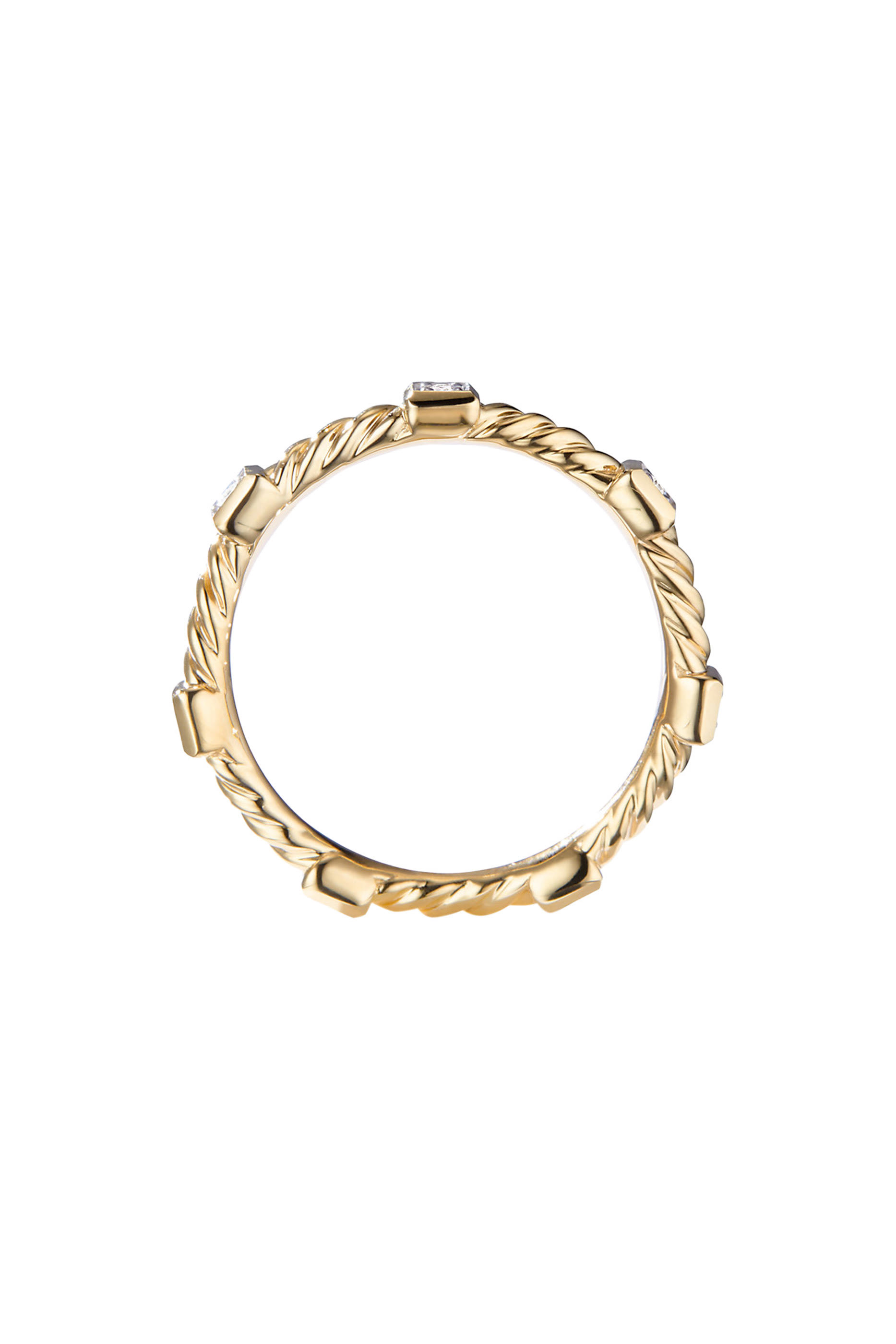 Cable Collectibles Stack Ring, 18k Yellow Gold & Diamond