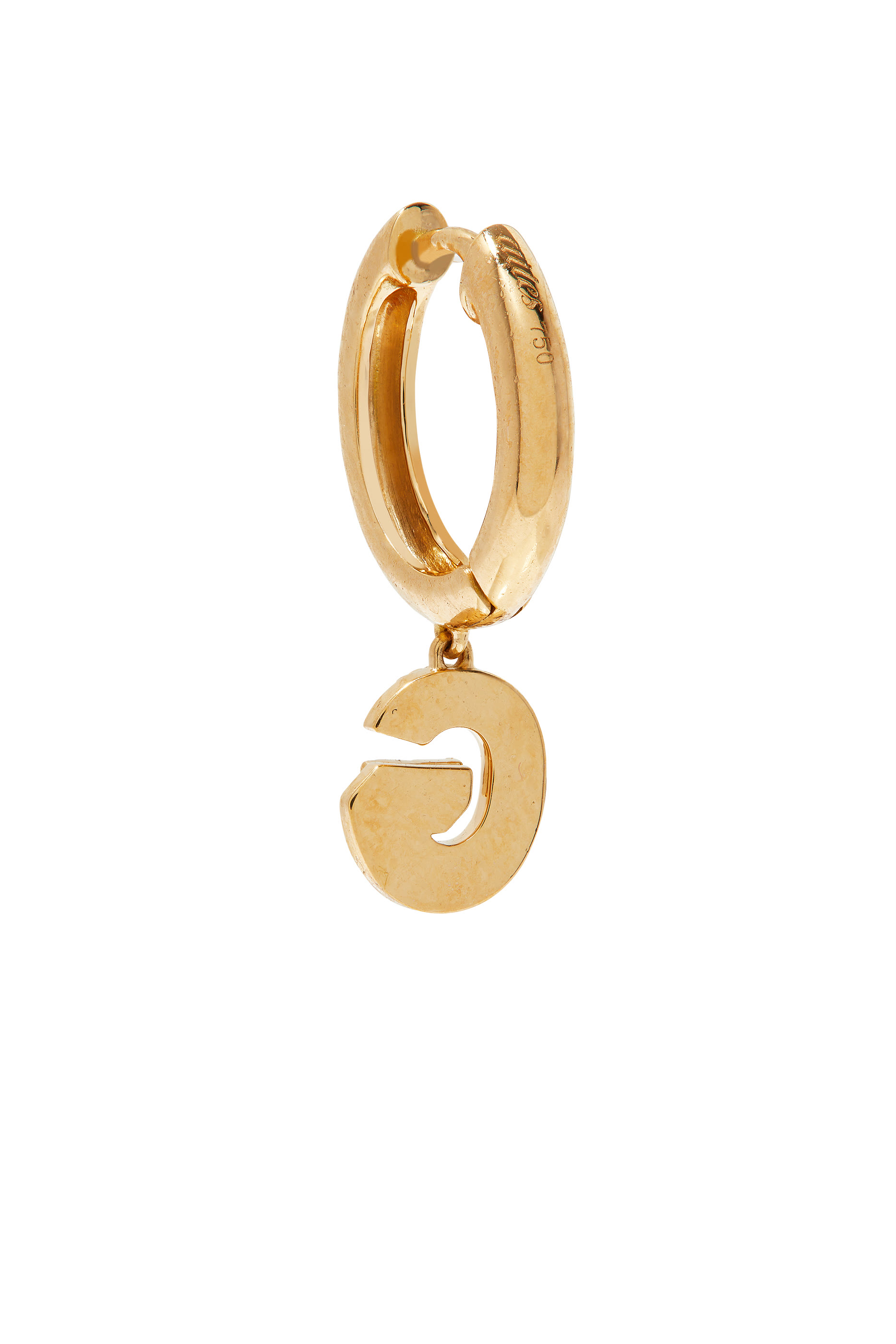 G Huggie Earring, 18k Yellow Gold & Diamonds