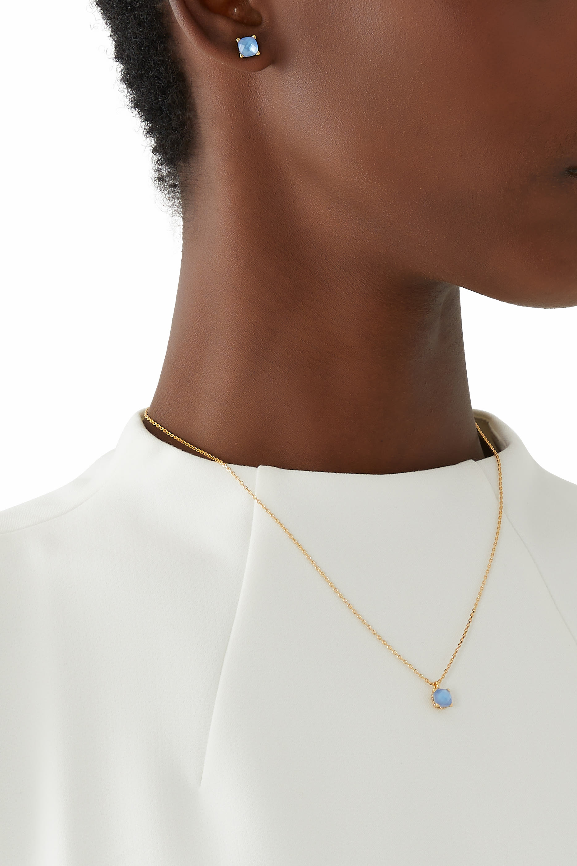 Little Luxuries Square Pendant, Plated Metal & Cubic Zirconia, Glass Stone