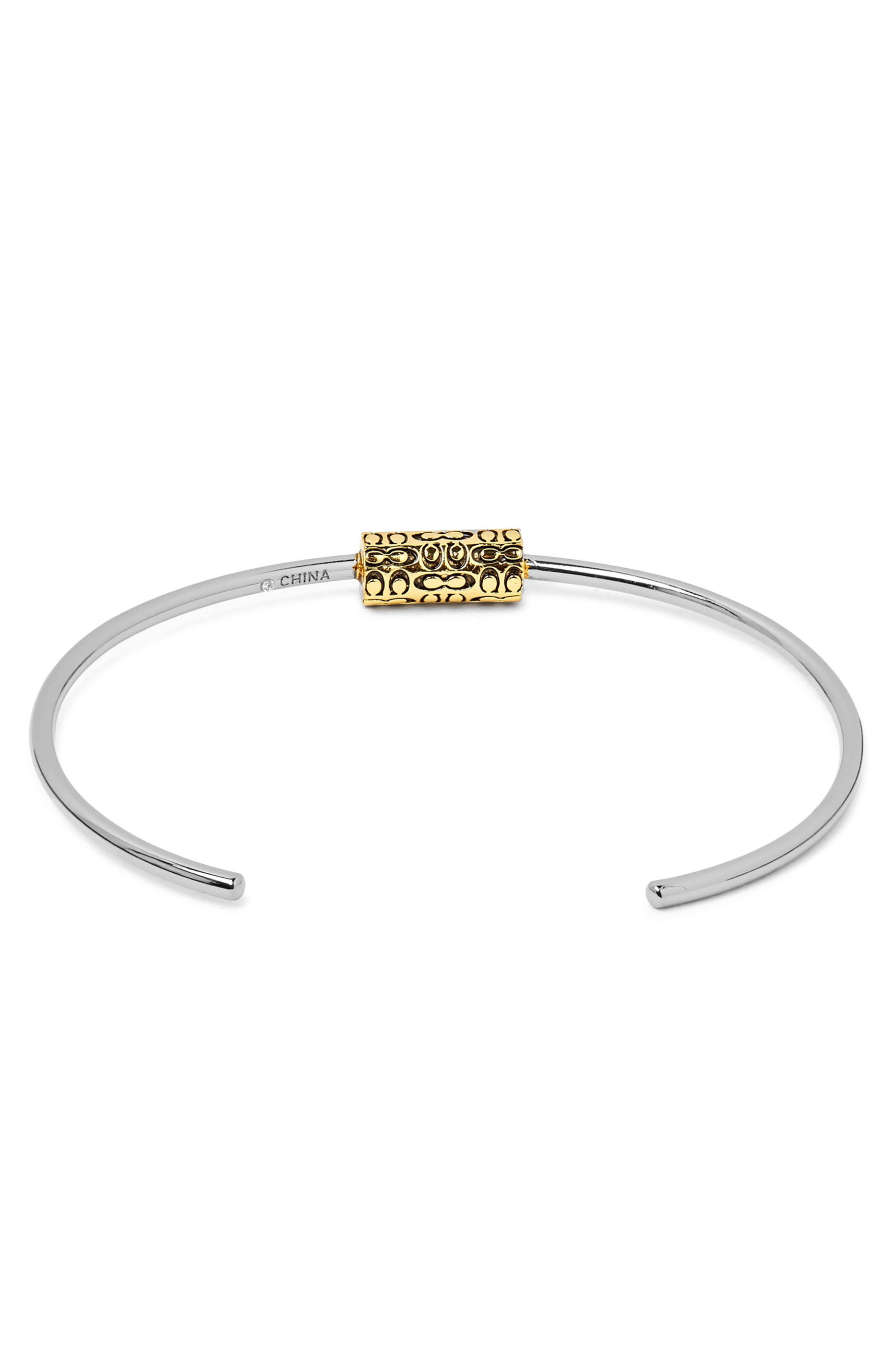 Quilted Signature Bead Cuff, Plated Brass & Cubic Zirconia