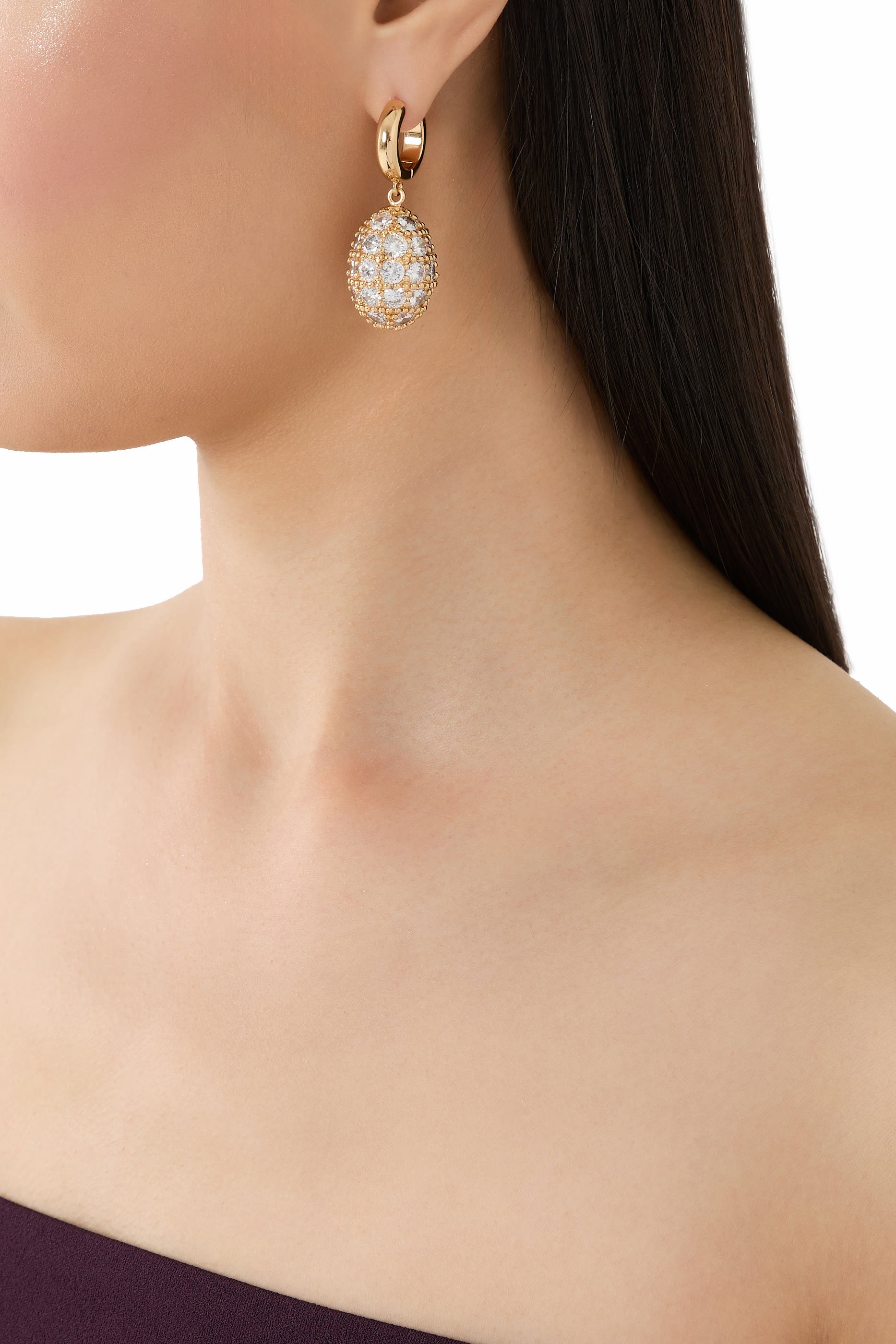 Gold Hoop Crystal Cluster Earrings