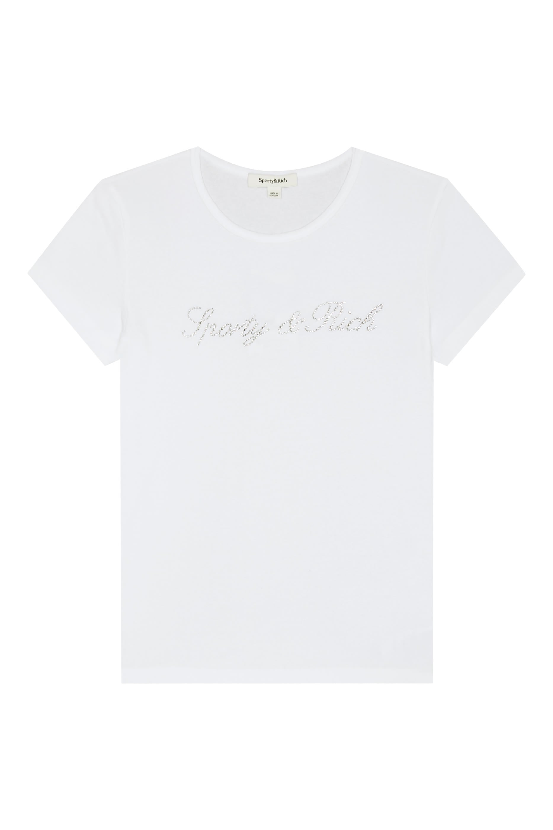 Sporty & Rich Signature Logo Crystal T-Shirt