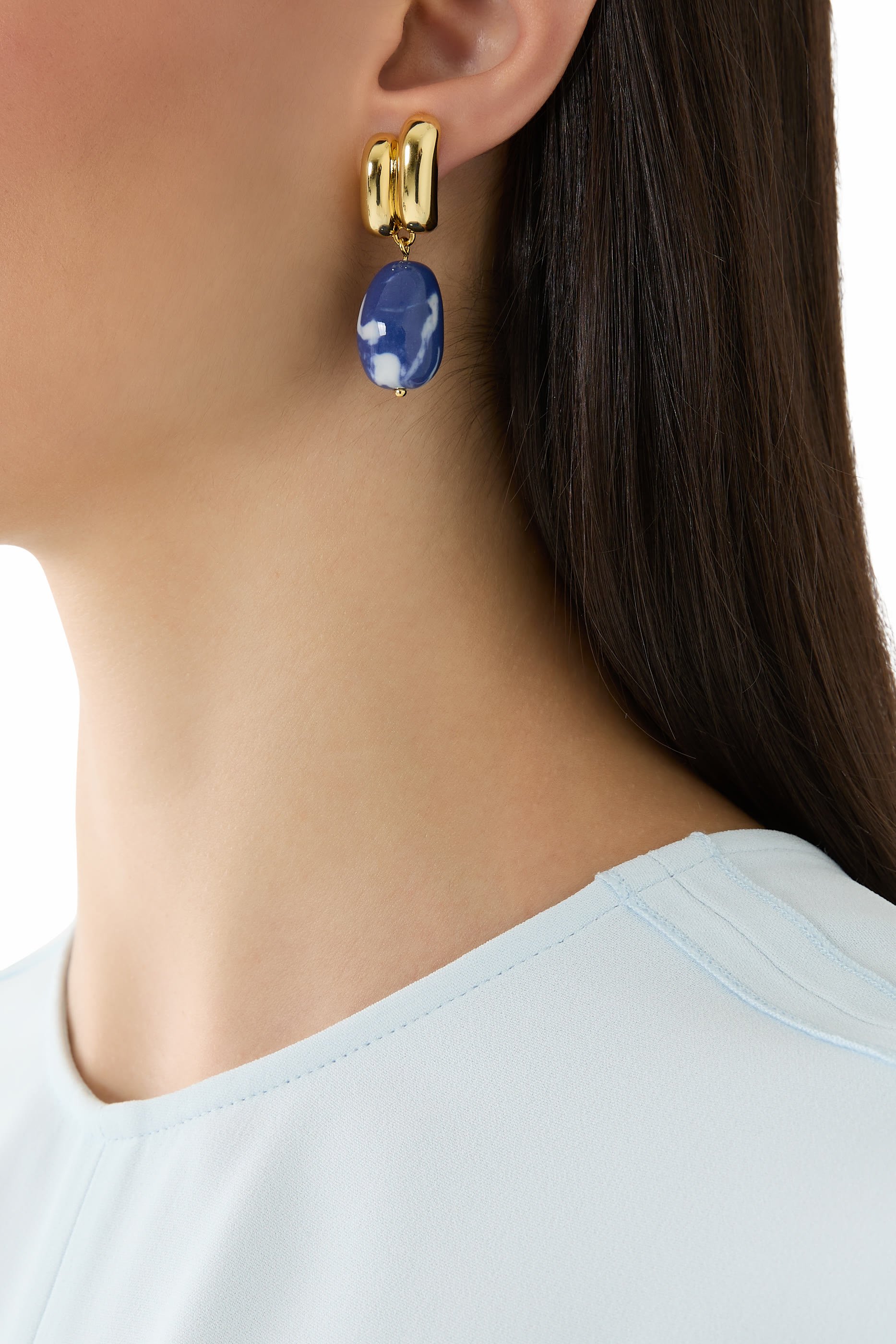 The Iris Earrings, 18k Silver & Ceramic Beads