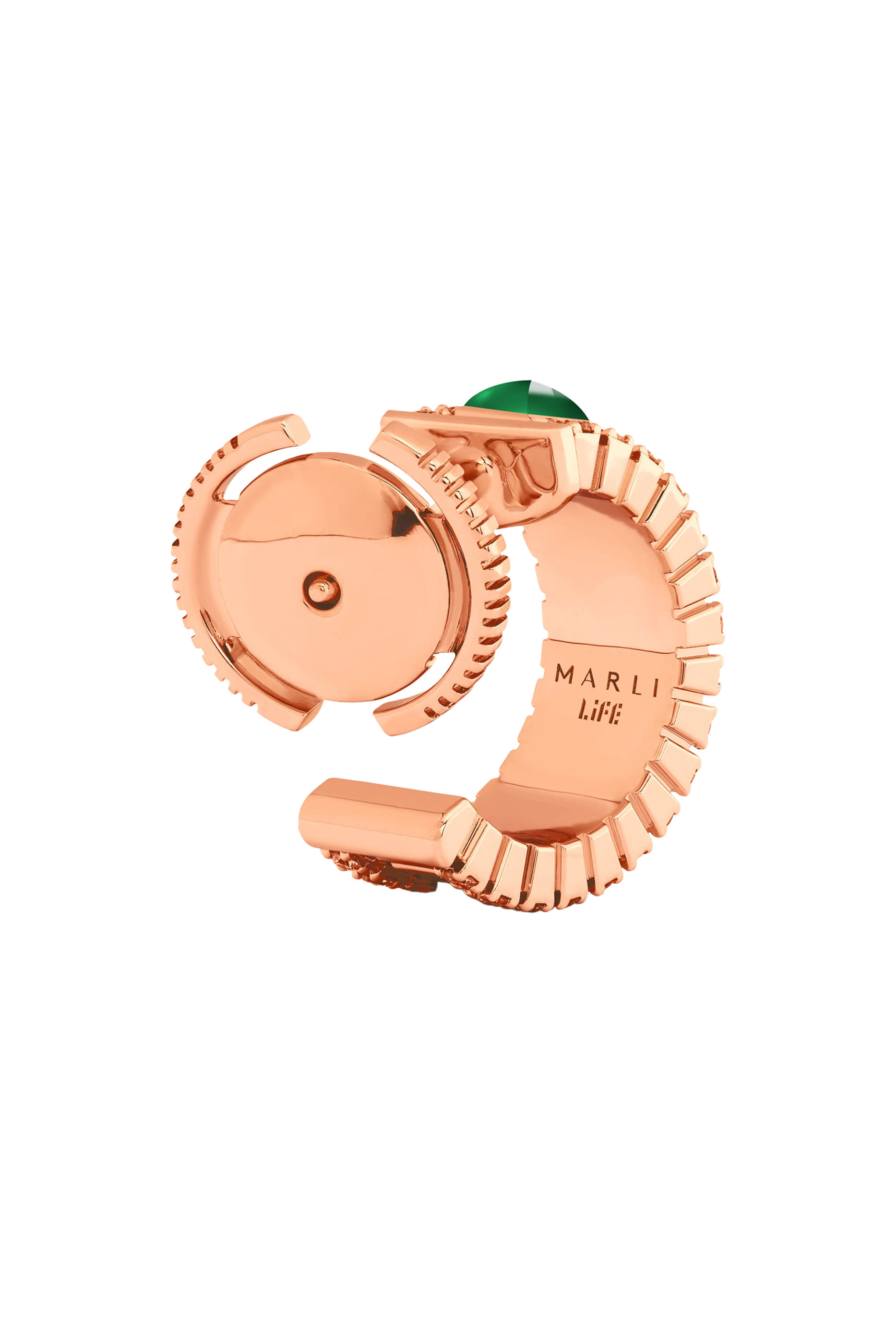 LIFE Diamond Mini Hoop Earrings,18k Pink Gold & Diamonds, Agate Stone