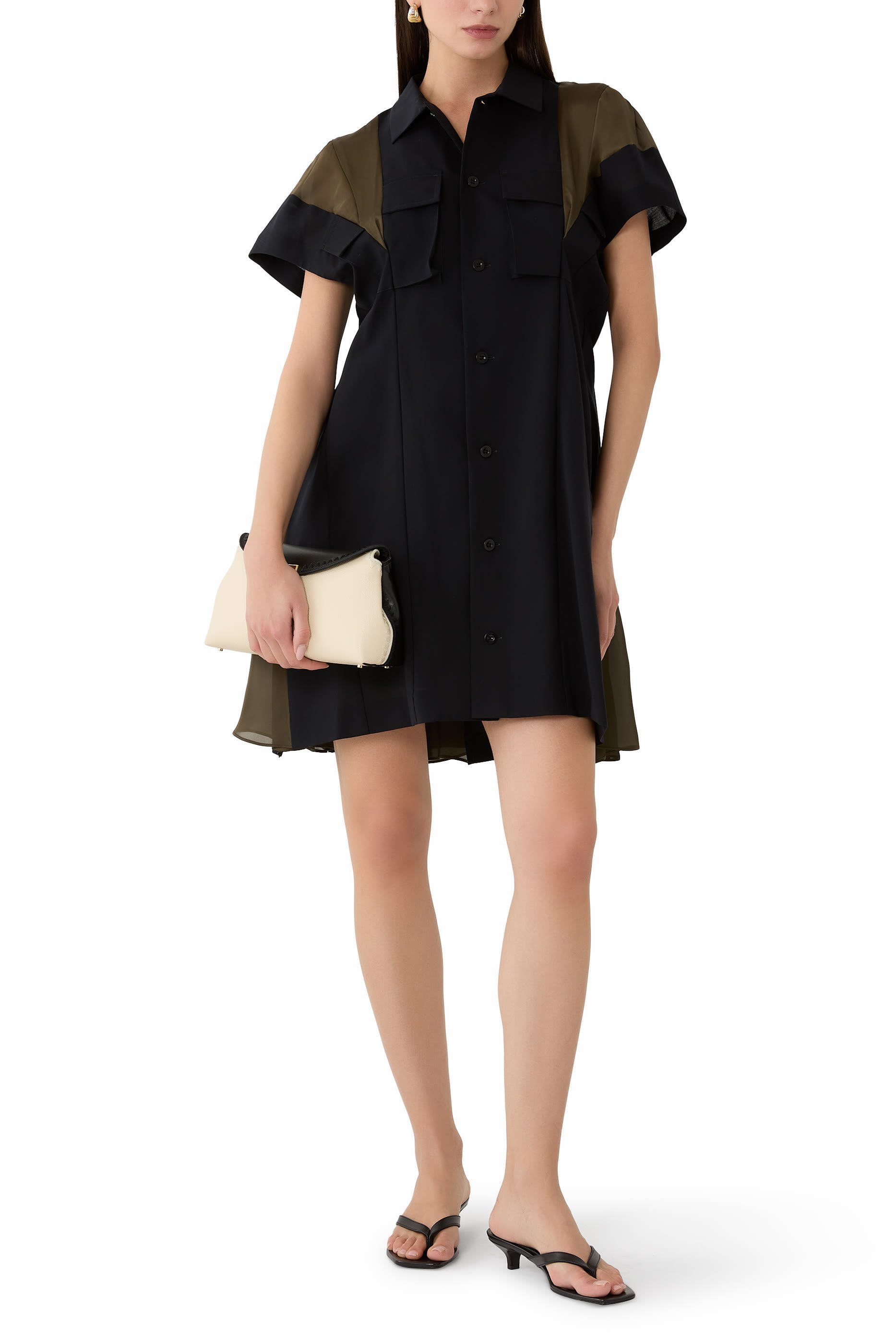 Panelled Pocket Suiting Dress