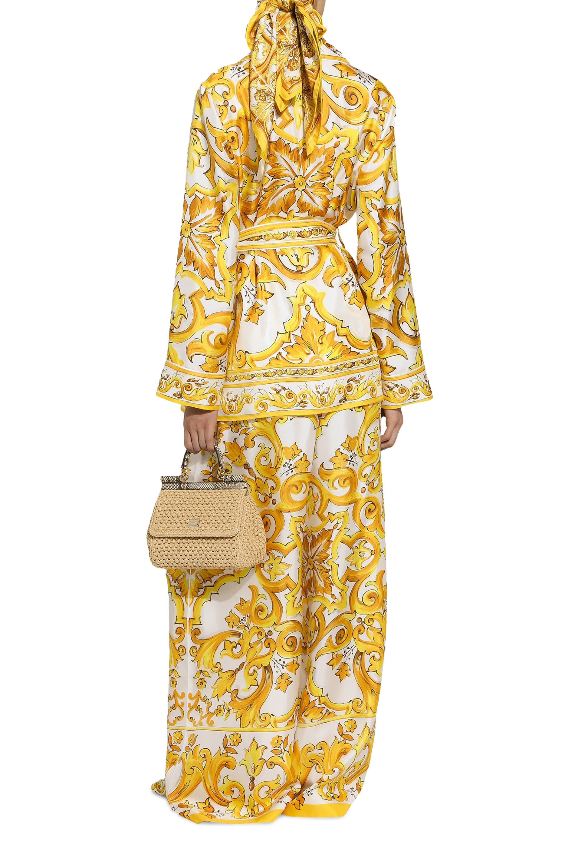 Majolica Print Silk Twill Pajama Shirt