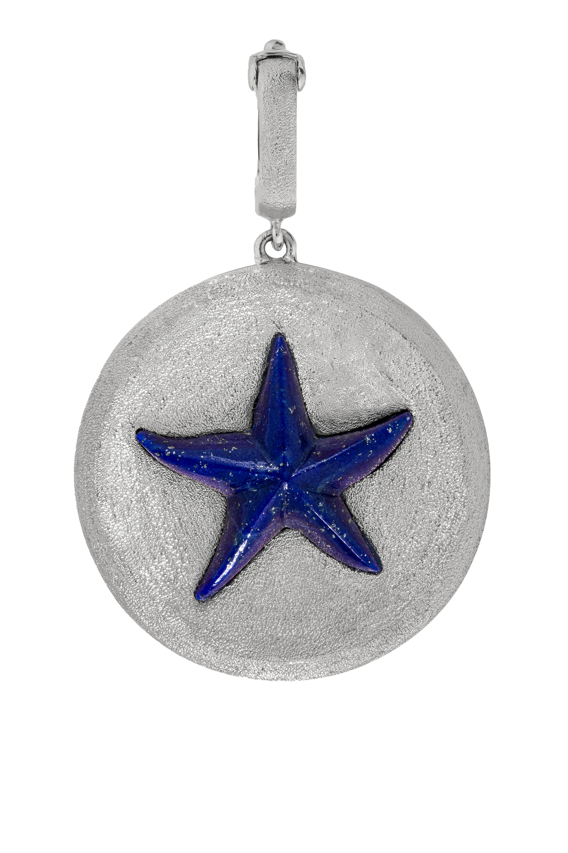  Starfish Sands Charm, 18K White Gold & Lapis