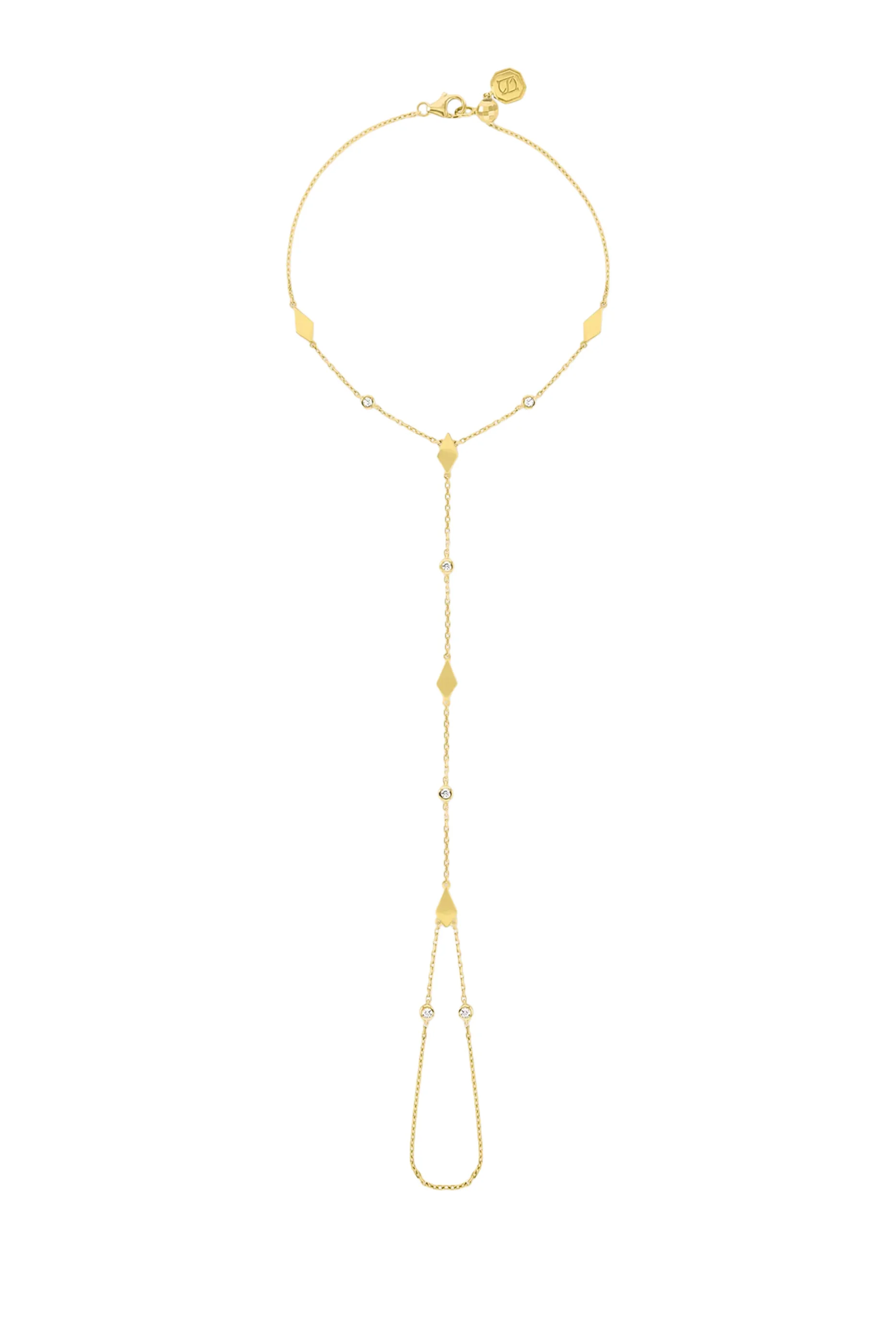 Mosaic Hand Chain Bracelet, 18k Yellow Gold & Diamonds