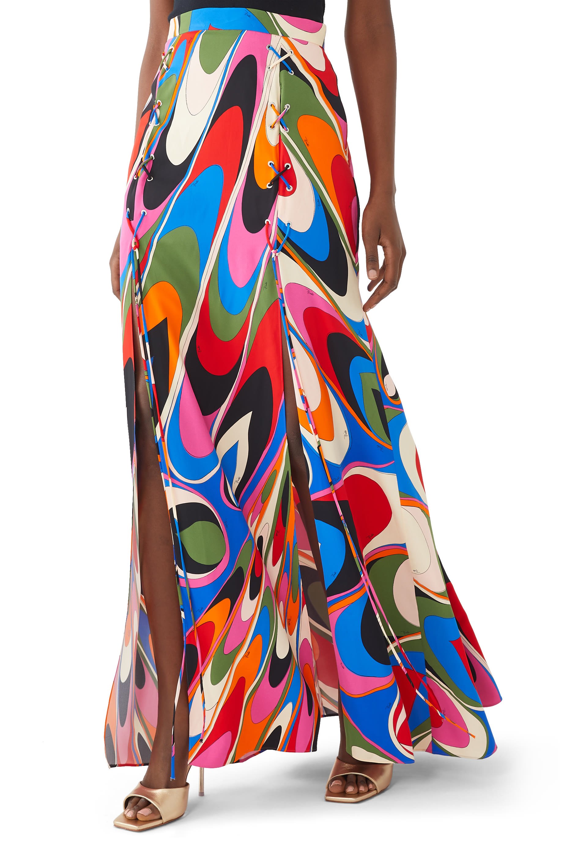 Onde Print Long Skirt