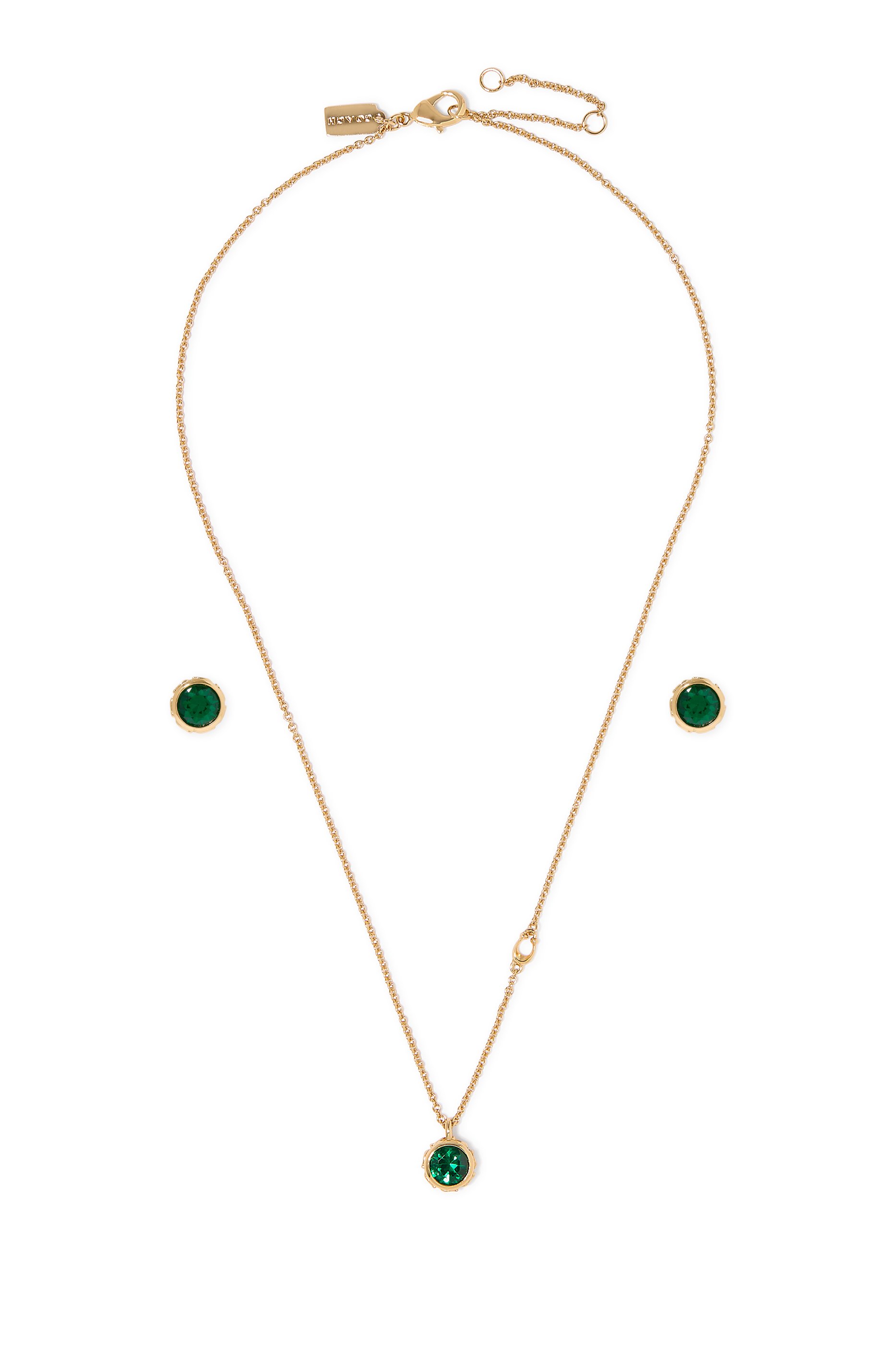  Stone Stud Necklace & Earrings Set 