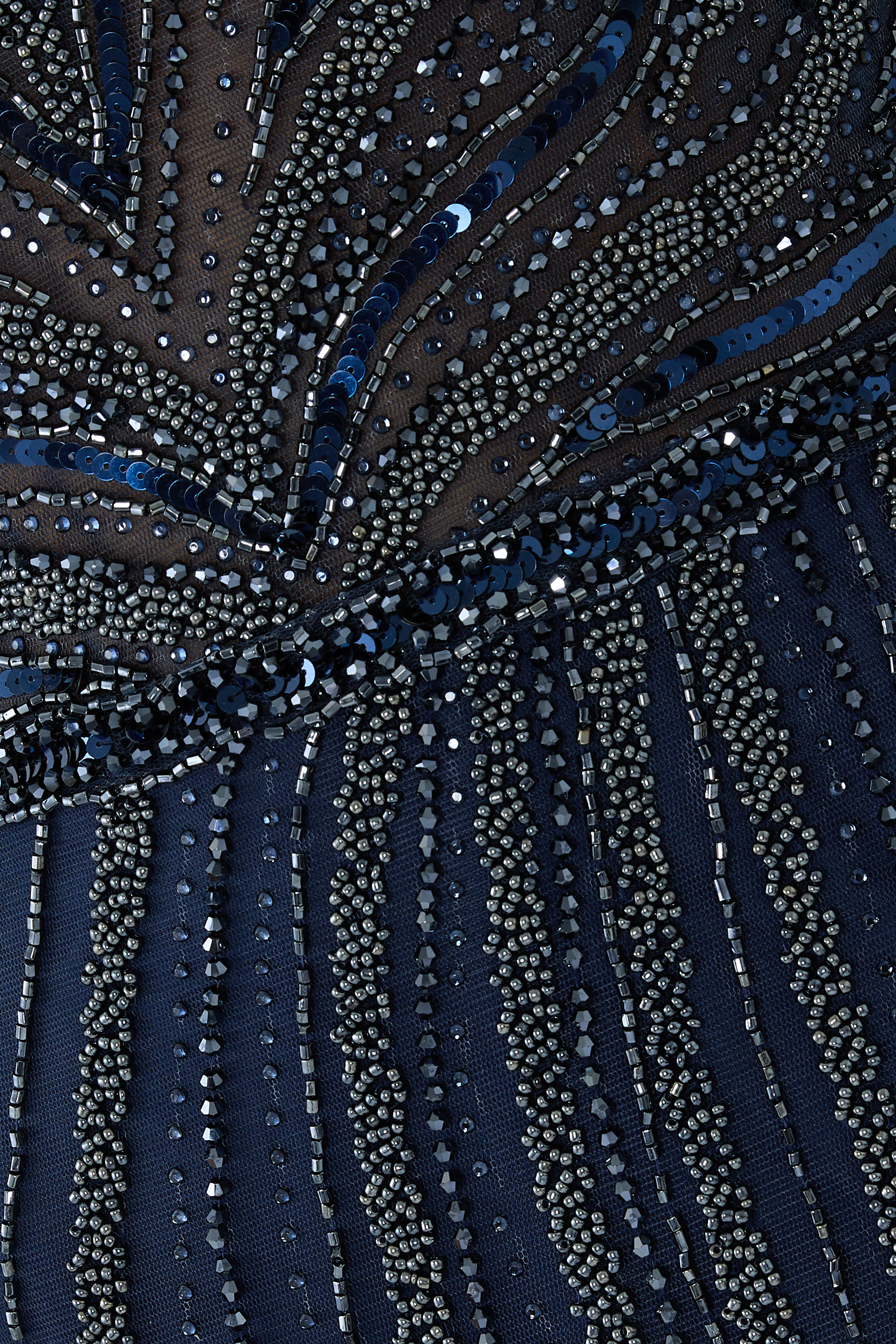 Luxurious Sequined Evening Gown with Sheer Sleeves