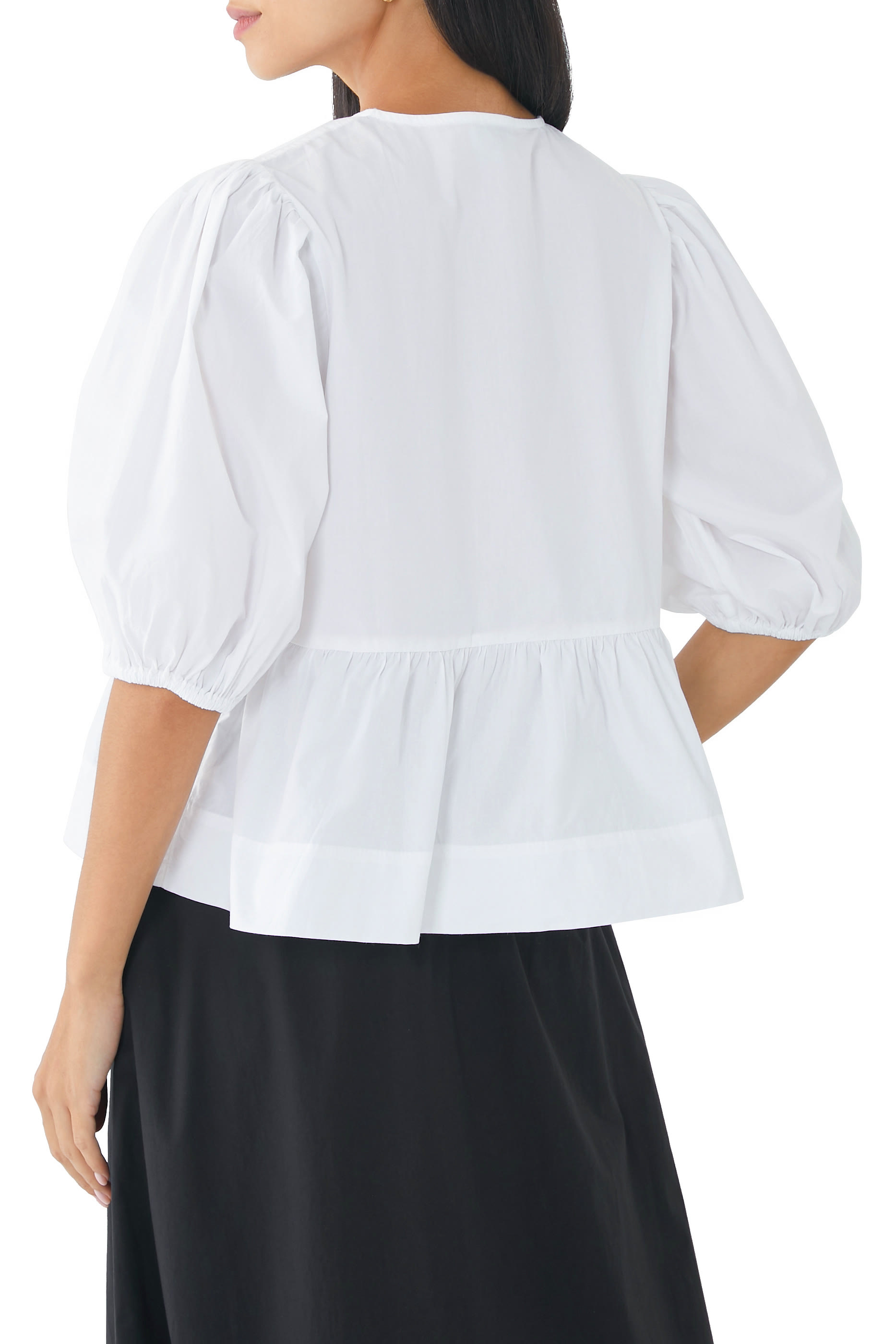 Cotton Poplin Peplum Blouse