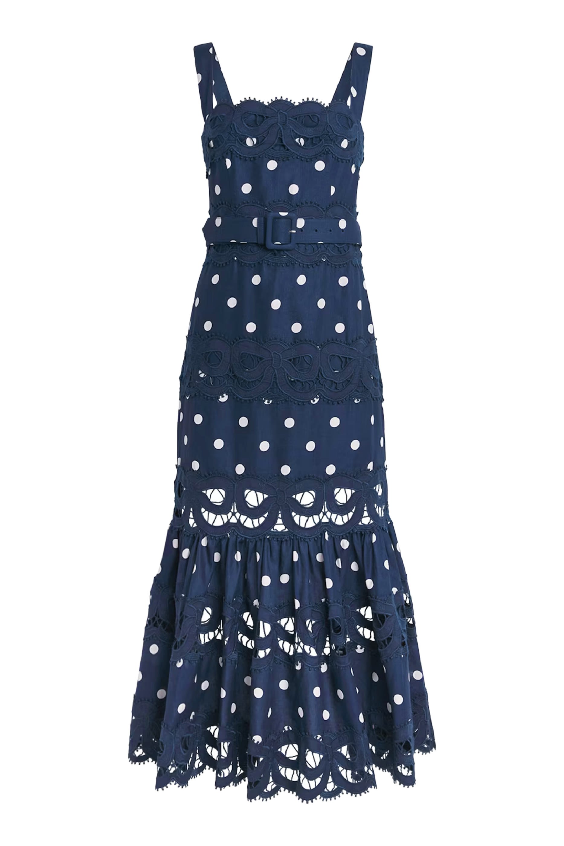 Polka Dot Linen Midi Dress 