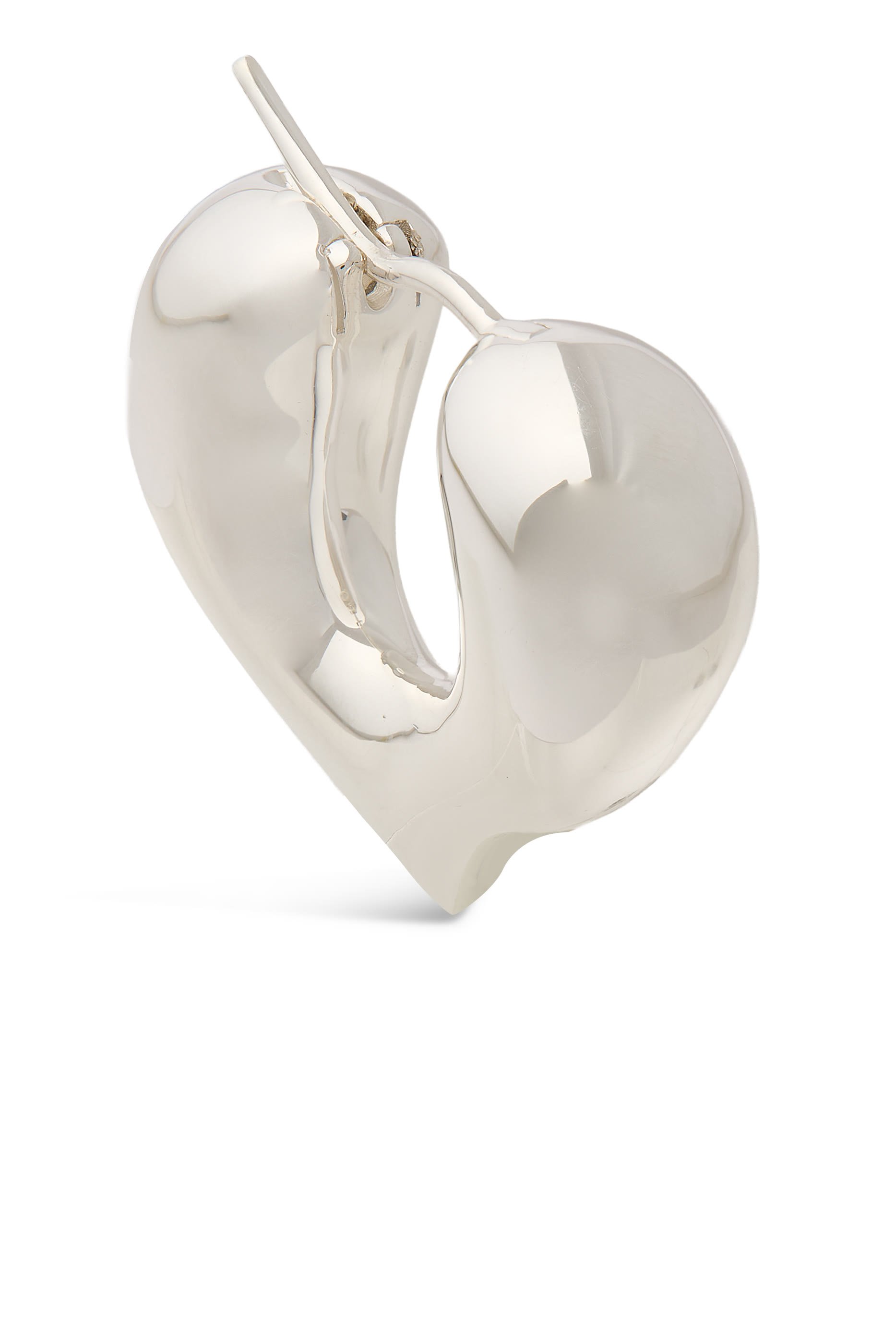 Molten Heart Medium Hoop Earrings, Recycled Sterling Silver Plating