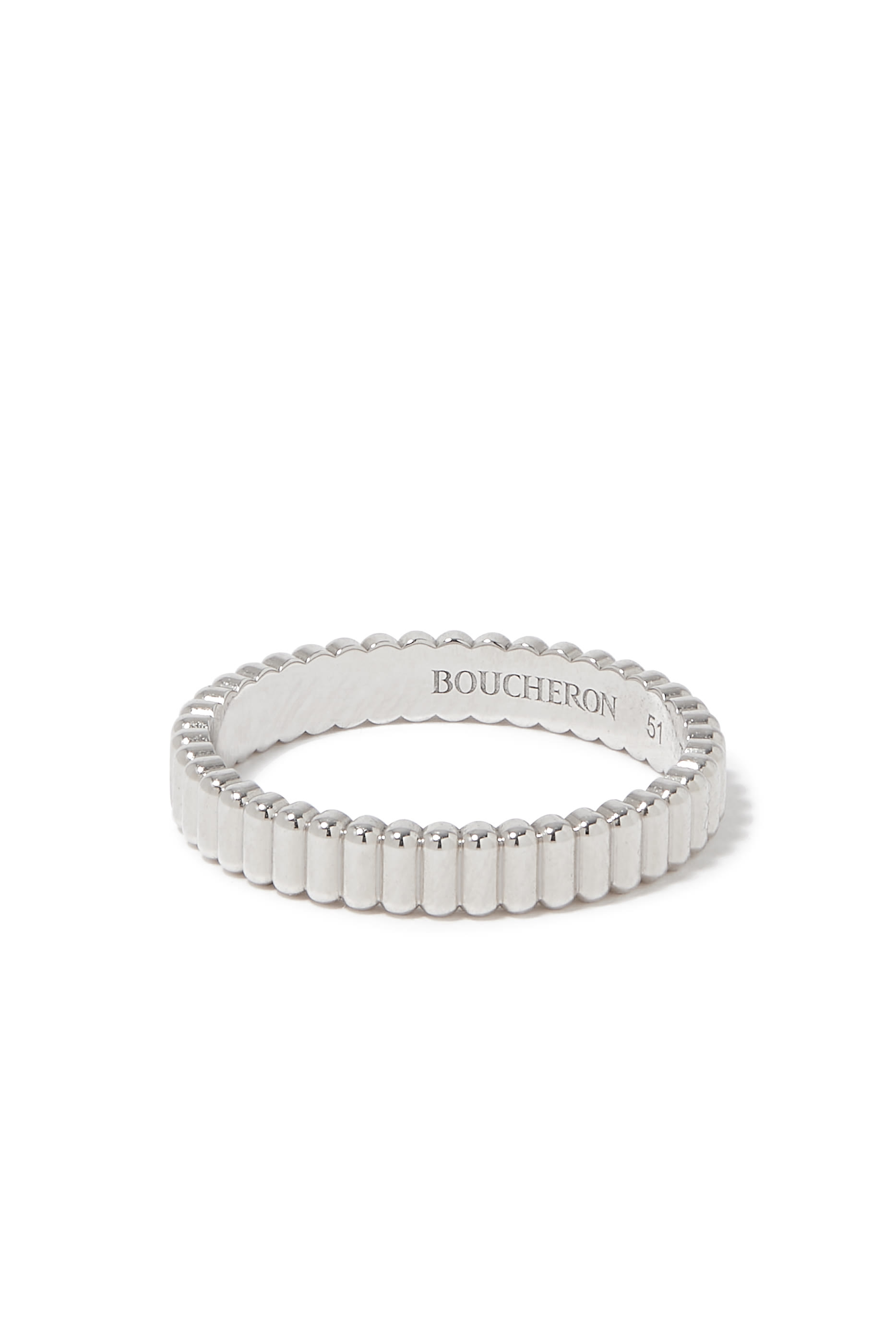 Quatre Radiant Edition Grosgrain Wedding Band, 18k White Gold