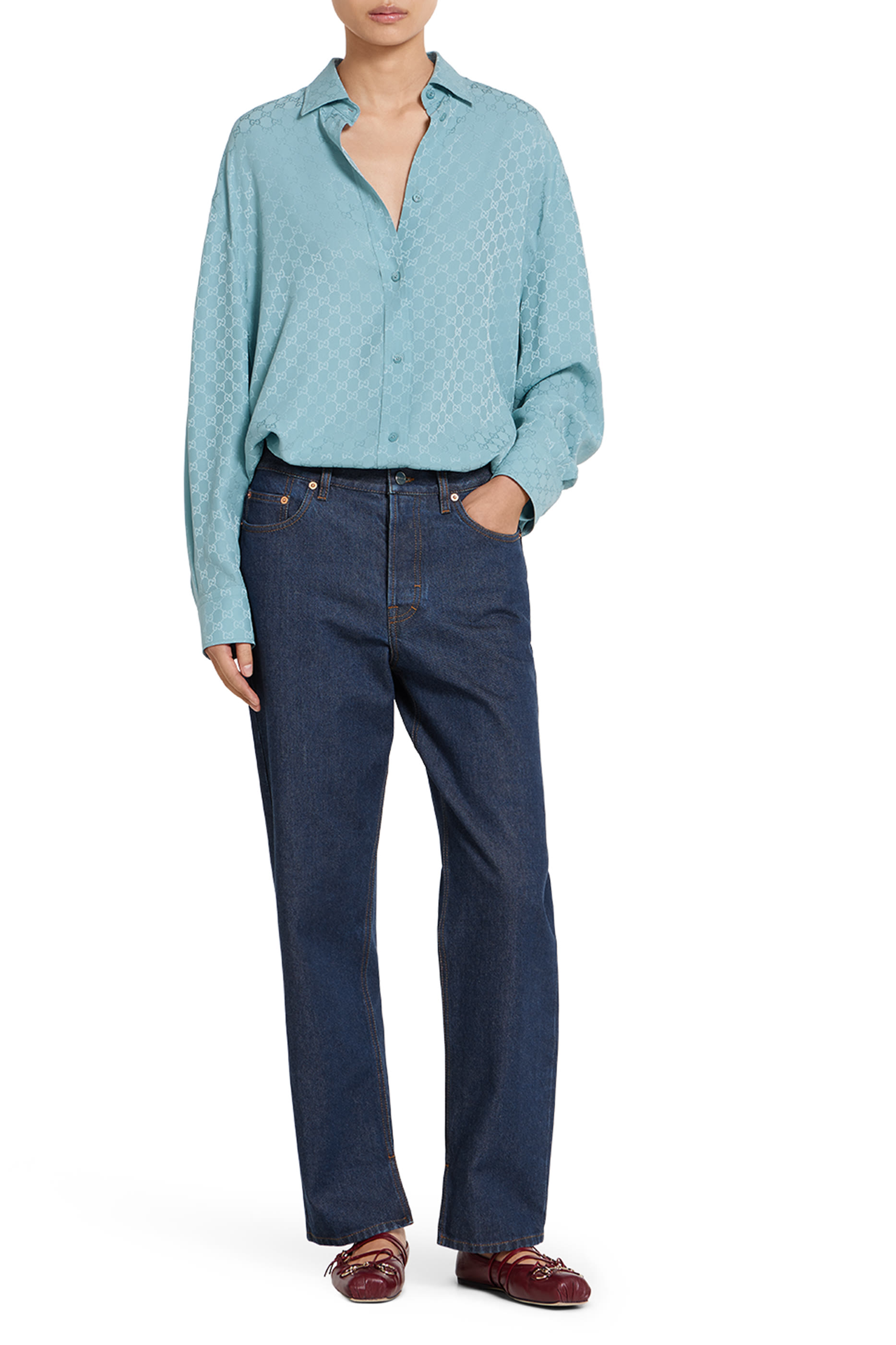  GG Silk Jacquard Oversize Shirt