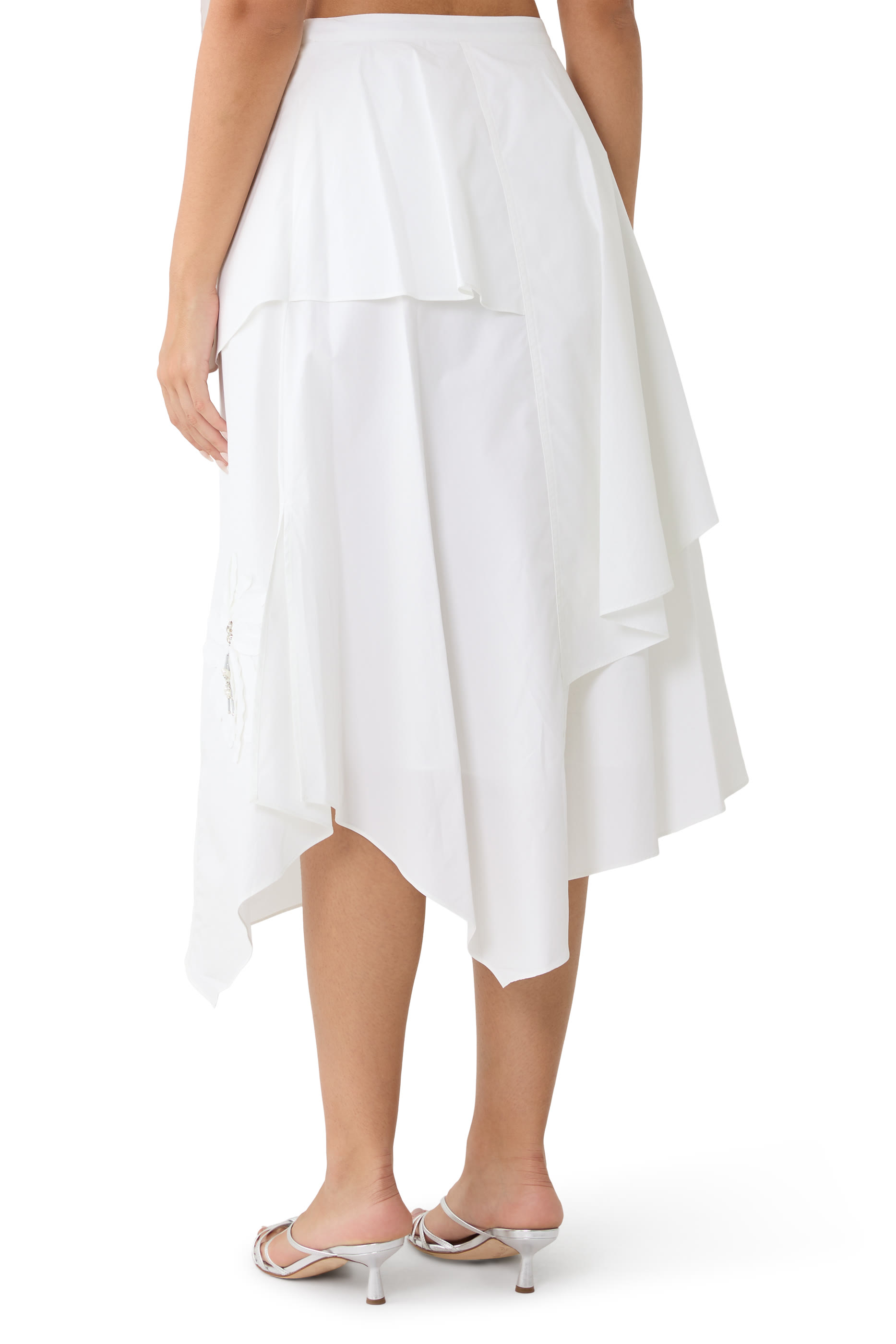 Layered Skirt with Floral Appliqu&eacute;