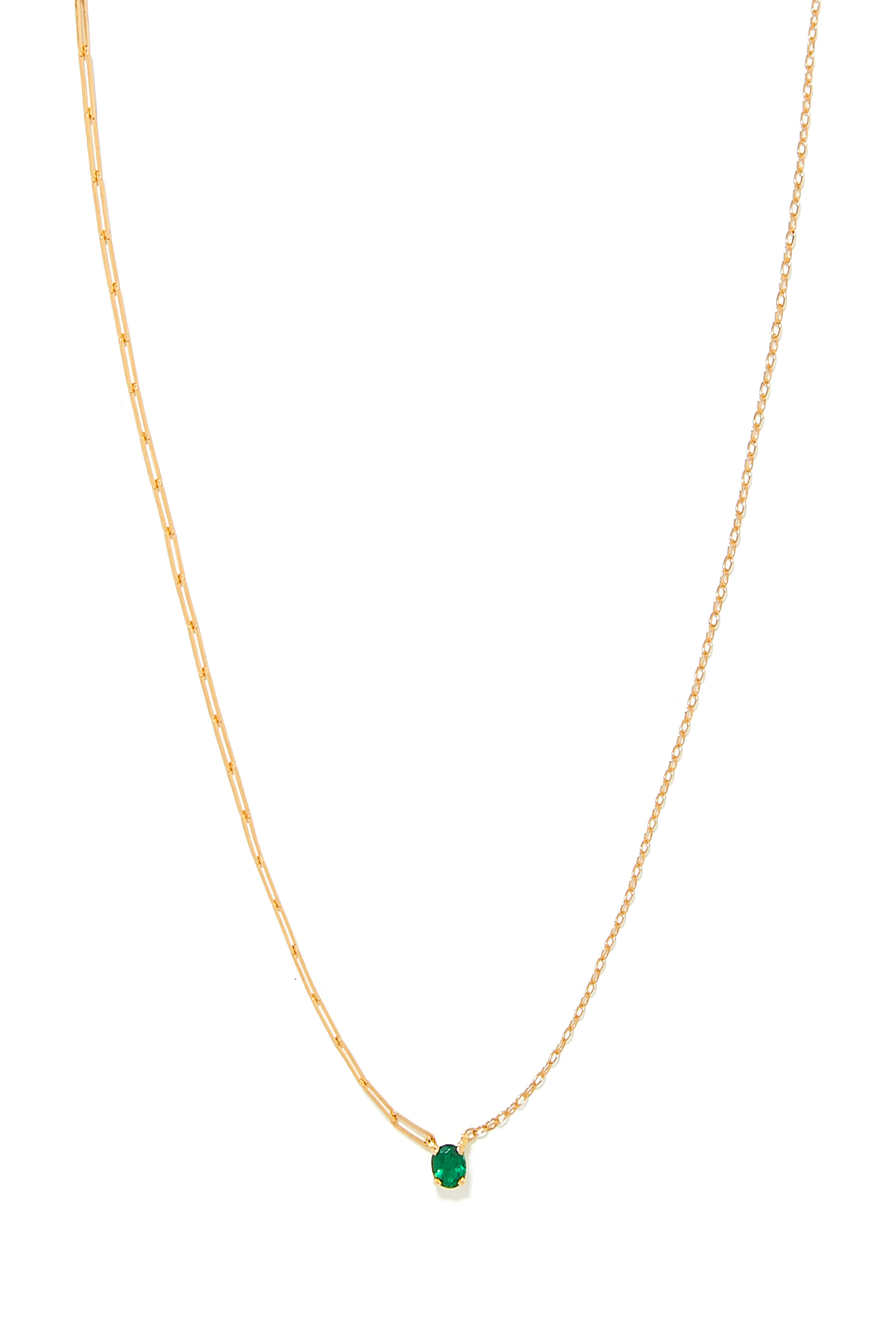 Solitaire Necklace, 18k Yellow Gold & Emerald